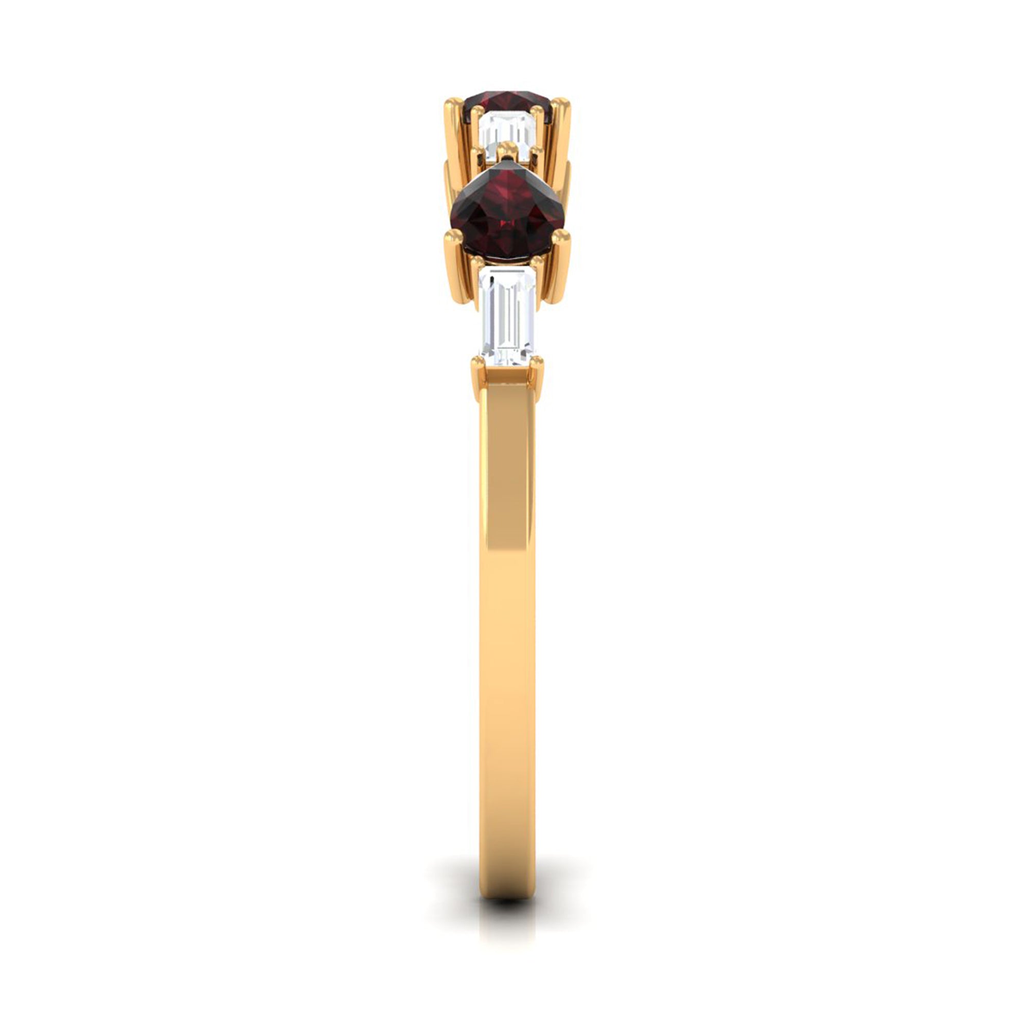 Natural Garnet Diamond Half Eternity Ring in East West Style AAA - Rosec Jewels