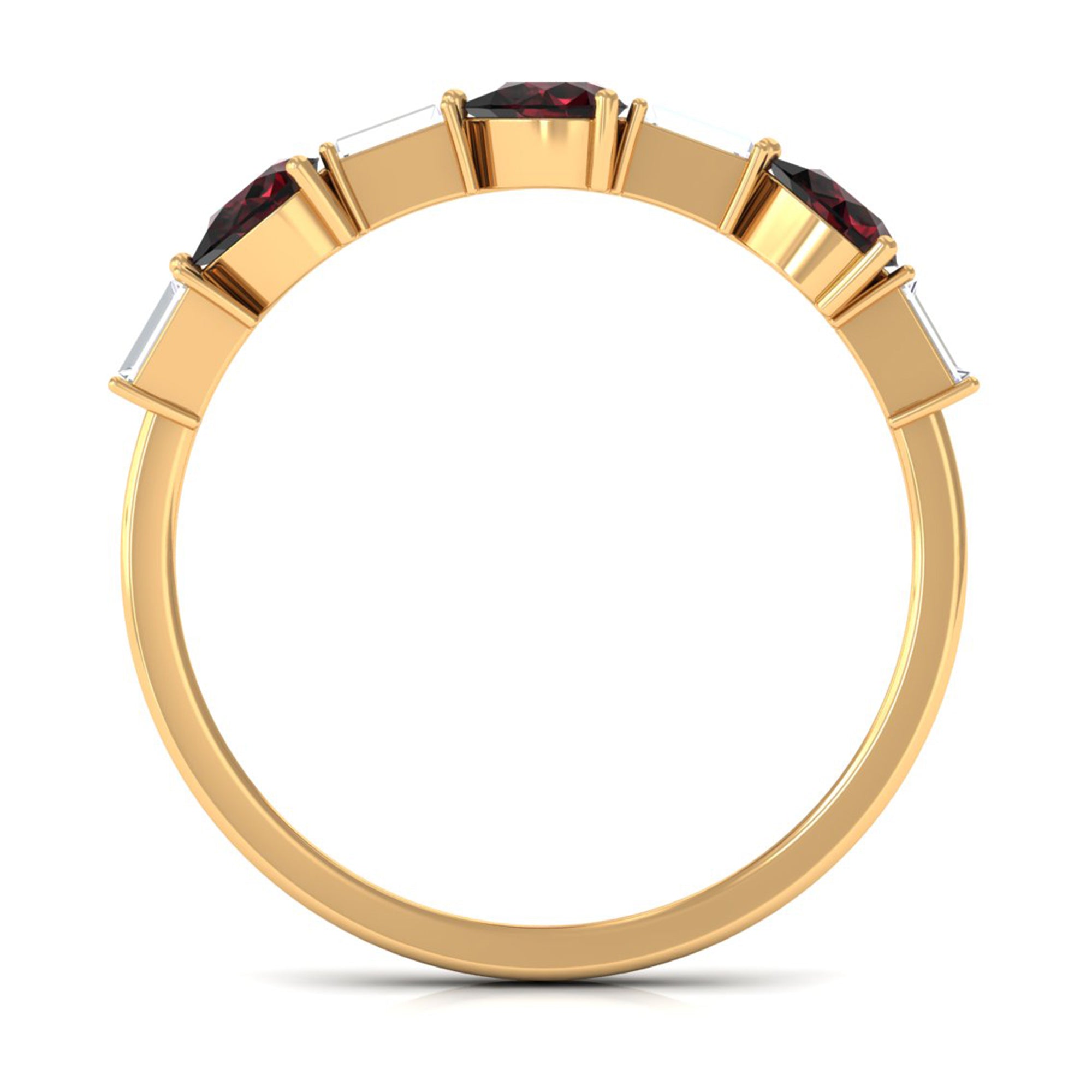 Natural Garnet Diamond Half Eternity Ring in East West Style AAA - Rosec Jewels