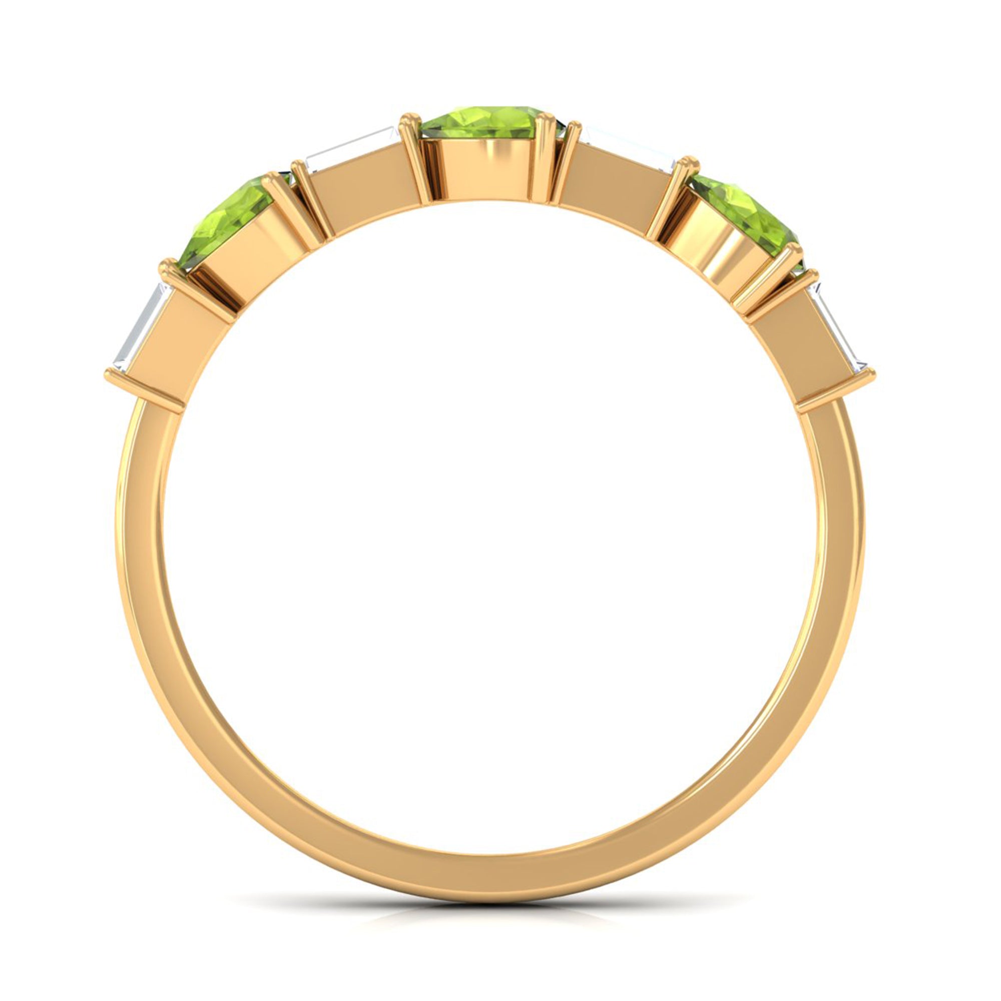 Peridot and Moissanite East West Half Eternity Ring AAA - Rosec Jewels