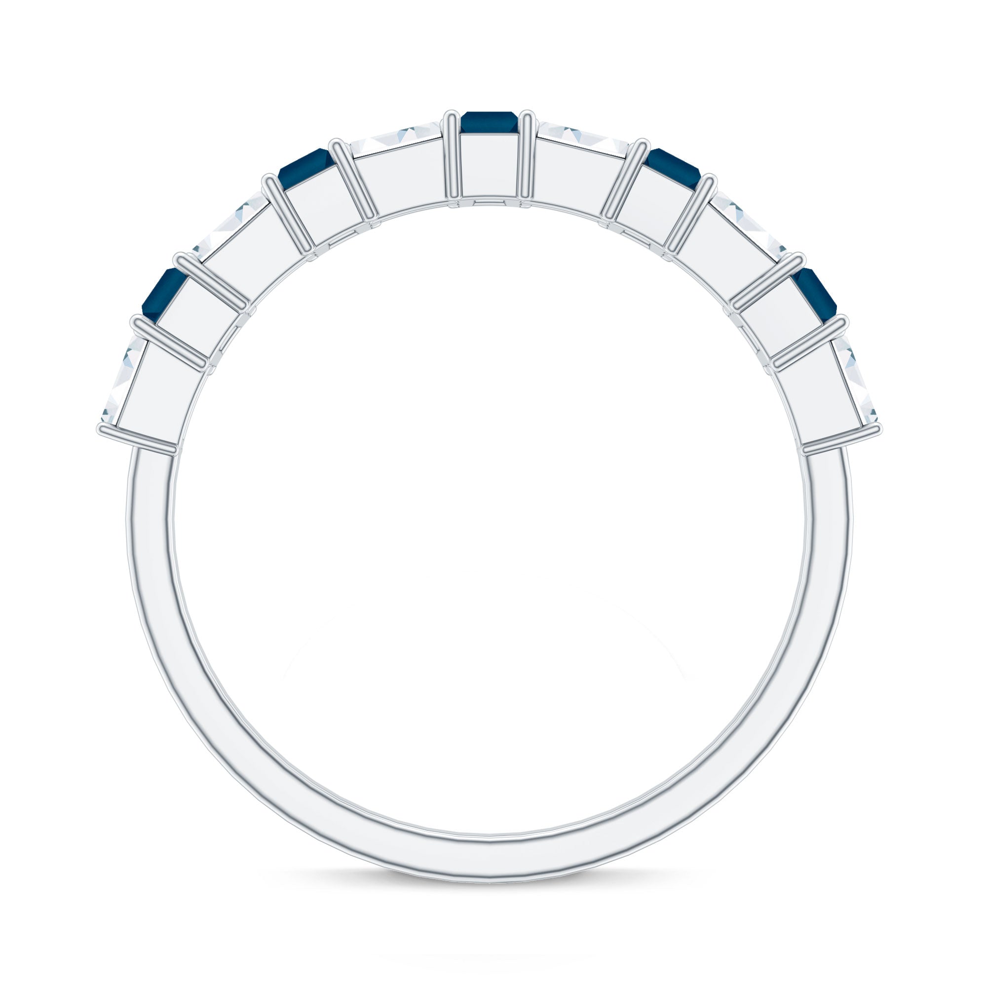 Rosec Jewels-London Blue Topaz and Diamond Baguette Eternity Band Ring