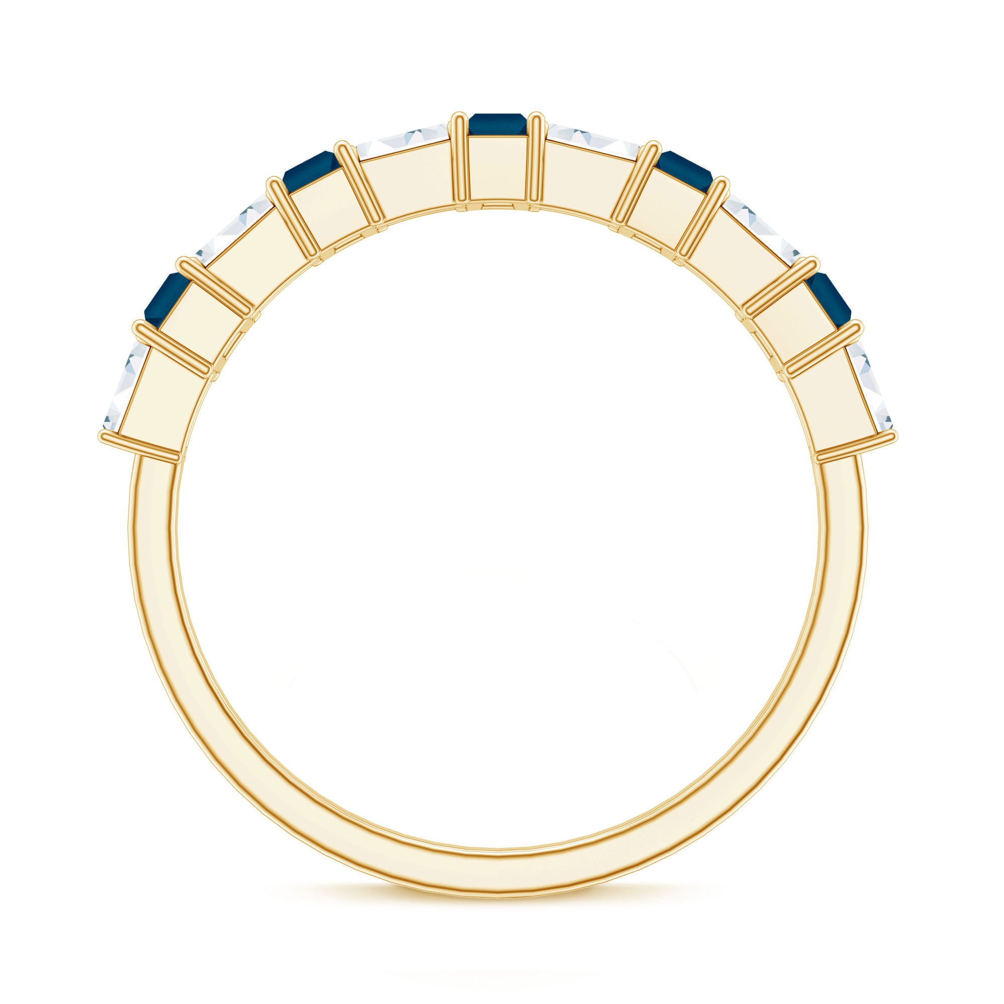 Rosec Jewels-London Blue Topaz and Diamond Baguette Eternity Band Ring