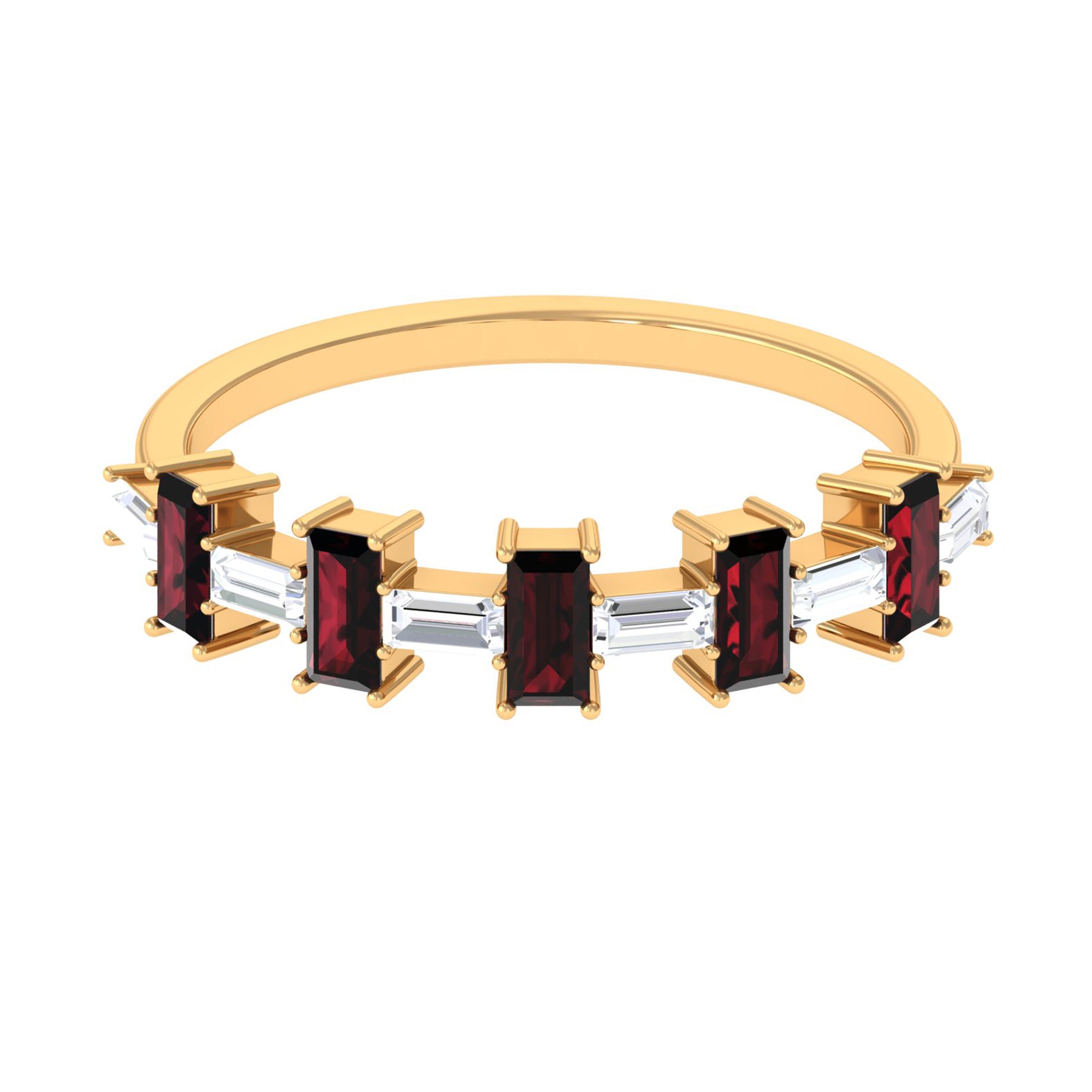 Rosec Jewels-Genuine Baguette Garnet Diamond Half Eternity Ring