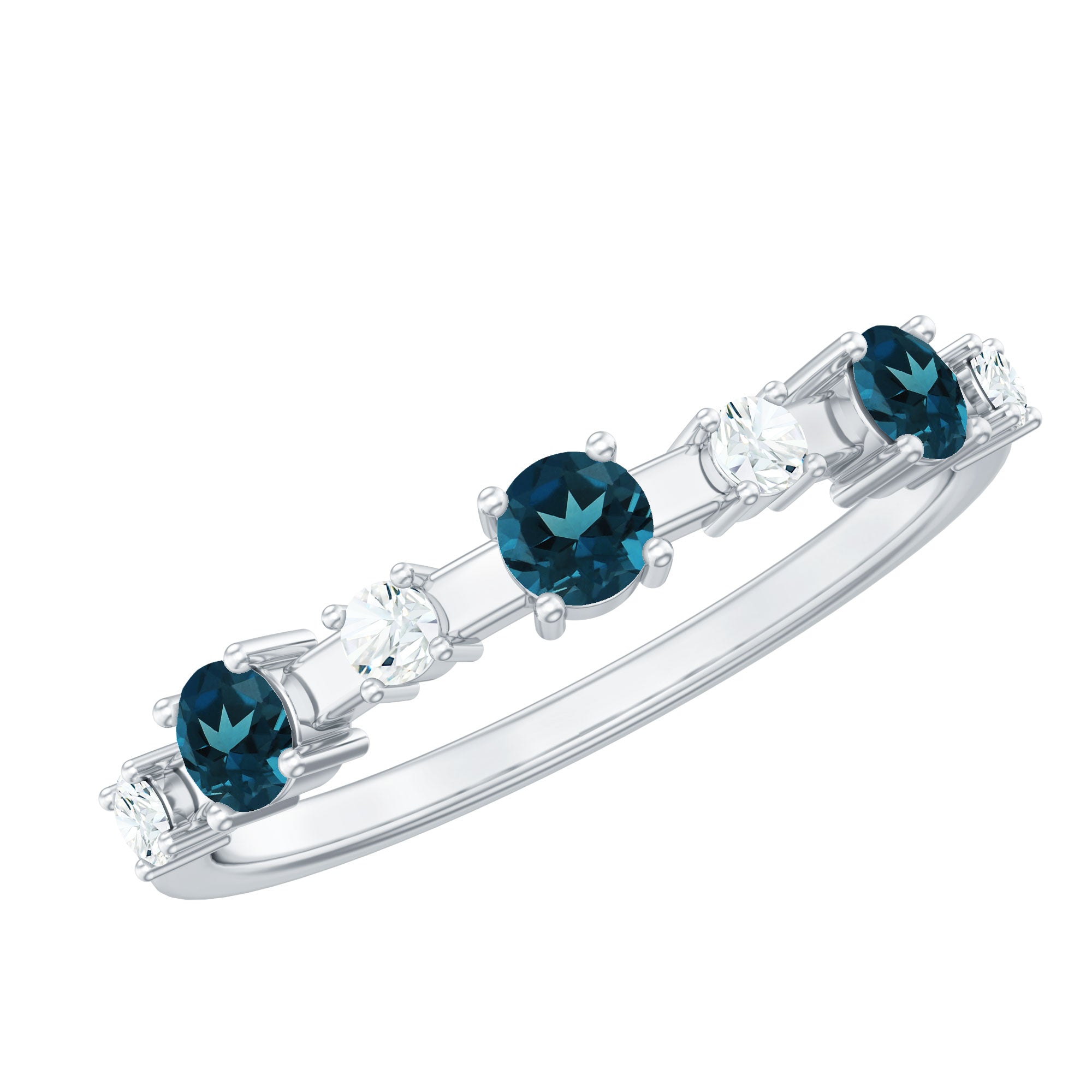 London Blue Topaz Wedding Eternity Band with Diamond