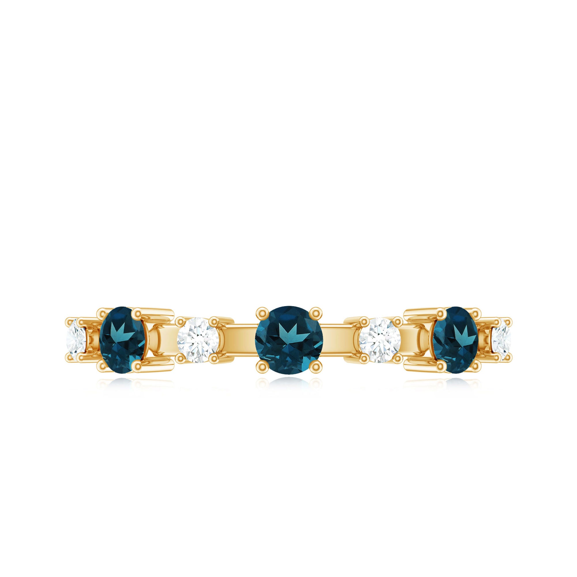 Rosec Jewels-London Blue Topaz Wedding Eternity Band with Diamond
