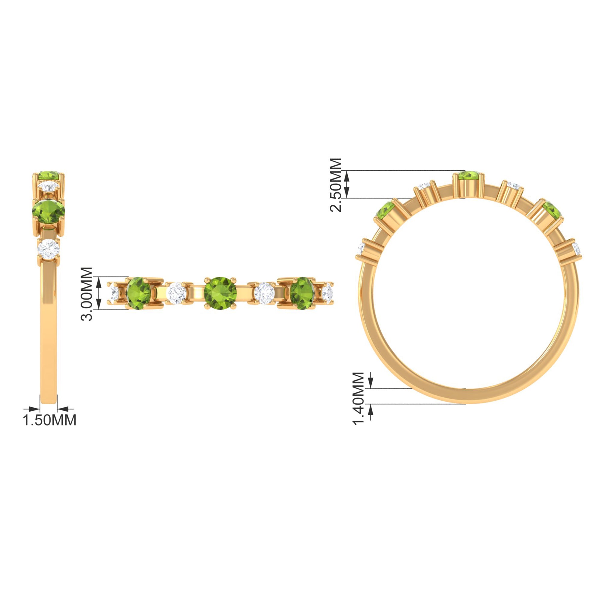 Rosec Jewels-Half Eternity Ring with Peridot and Diamond