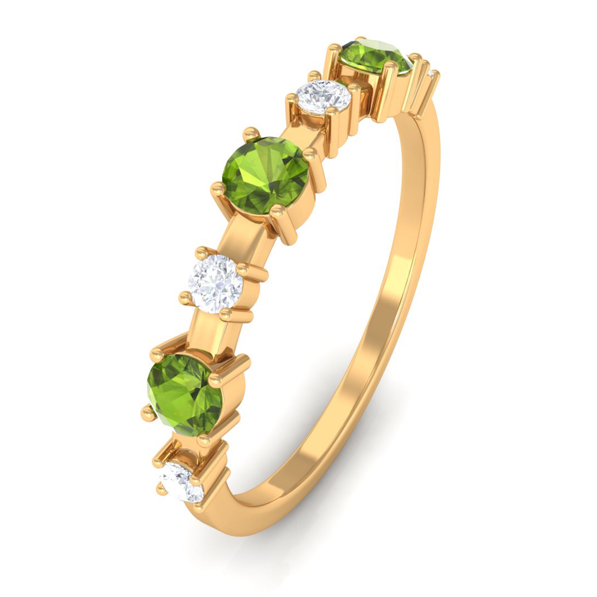 Rosec Jewels-Half Eternity Ring with Peridot and Diamond