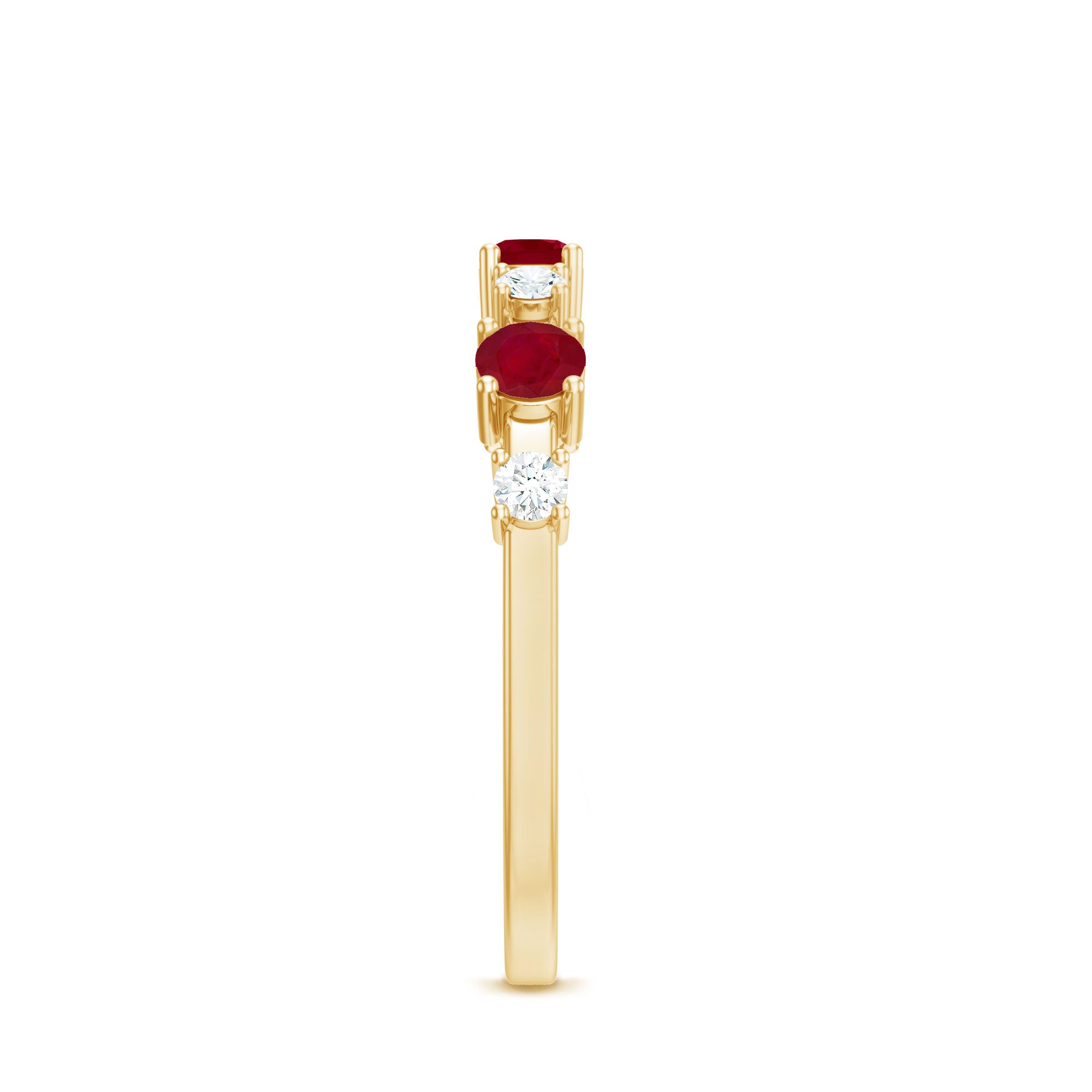 Rosec Jewels-Natural Ruby Half Eternity Anniversary Ring with Diamond