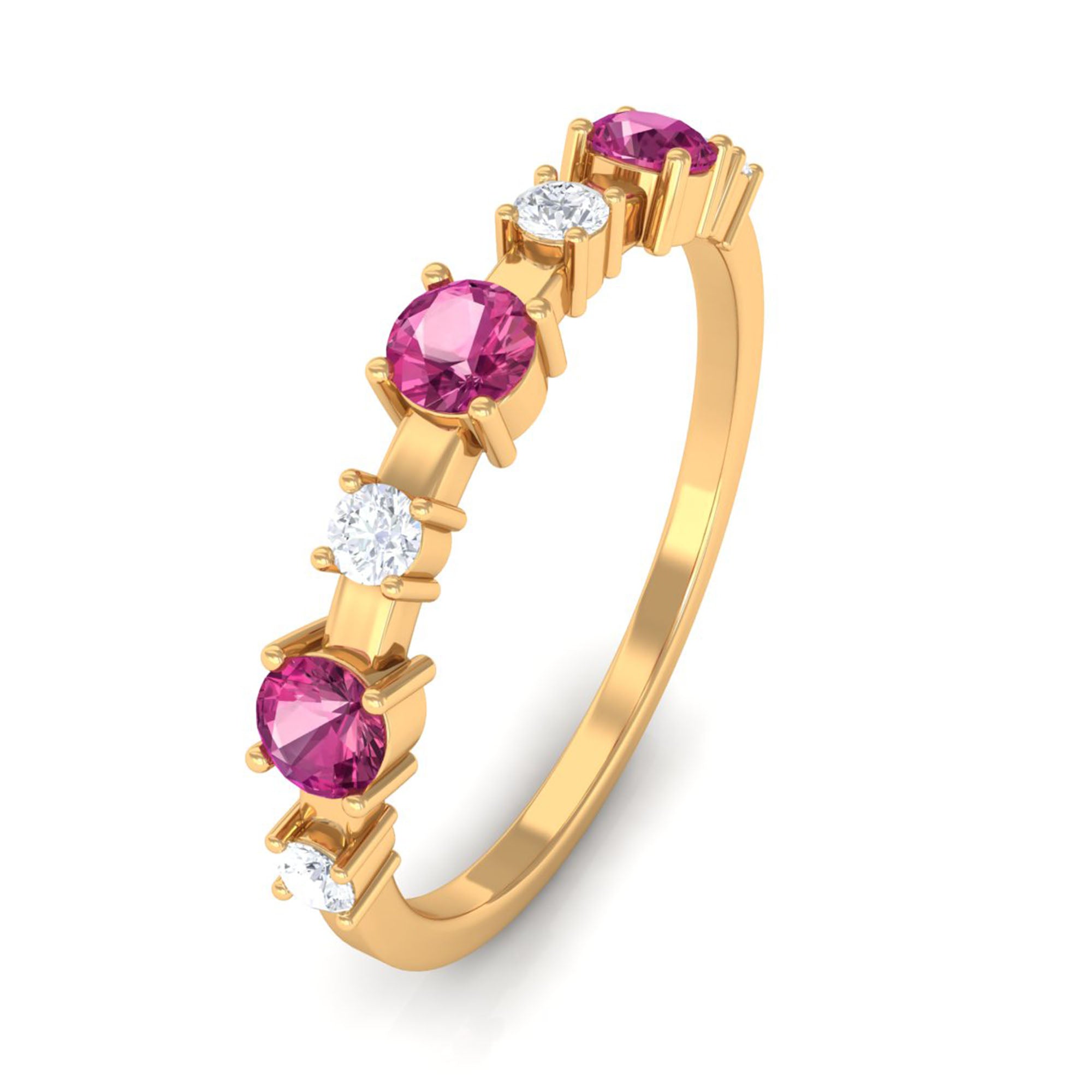 Rosec Jewels-Pink Tourmaline and Diamond Half Eternity Ring