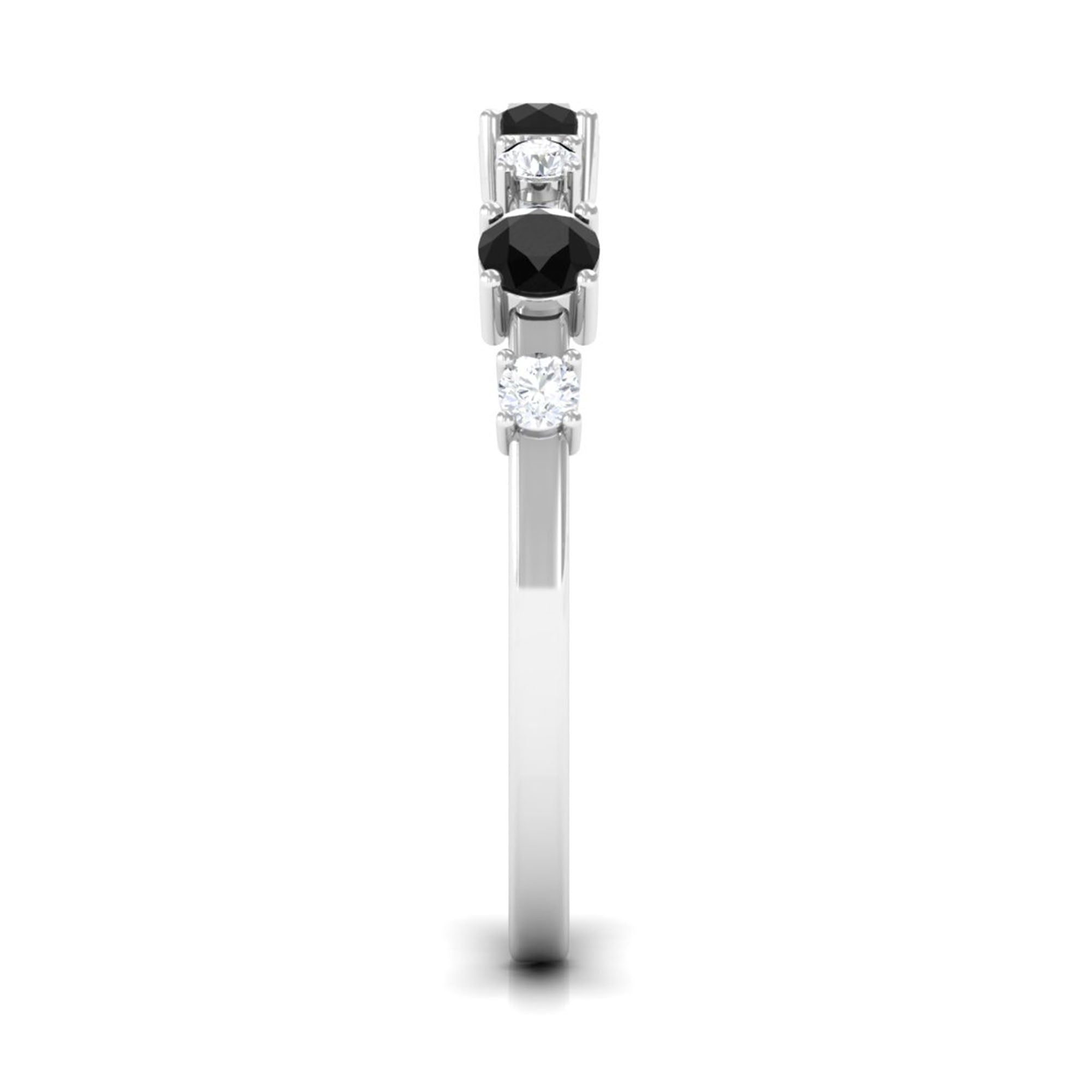 Black Spinel and Diamond Half Eternity Ring AAA - Rosec Jewels