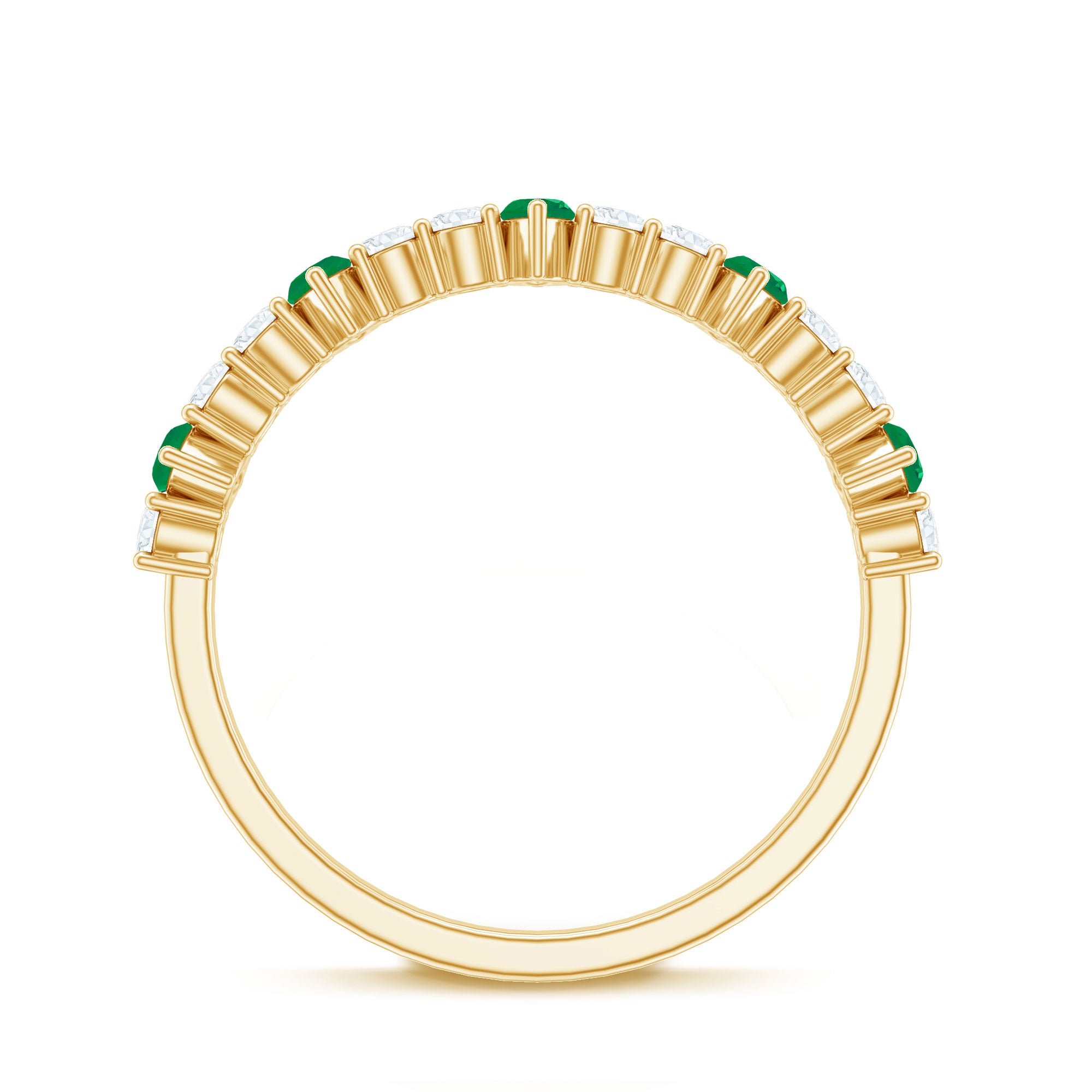 Natural Marquise Emerald Diamond Half Eternity Anniversary Ring with Certificate AAA - Rosec Jewels