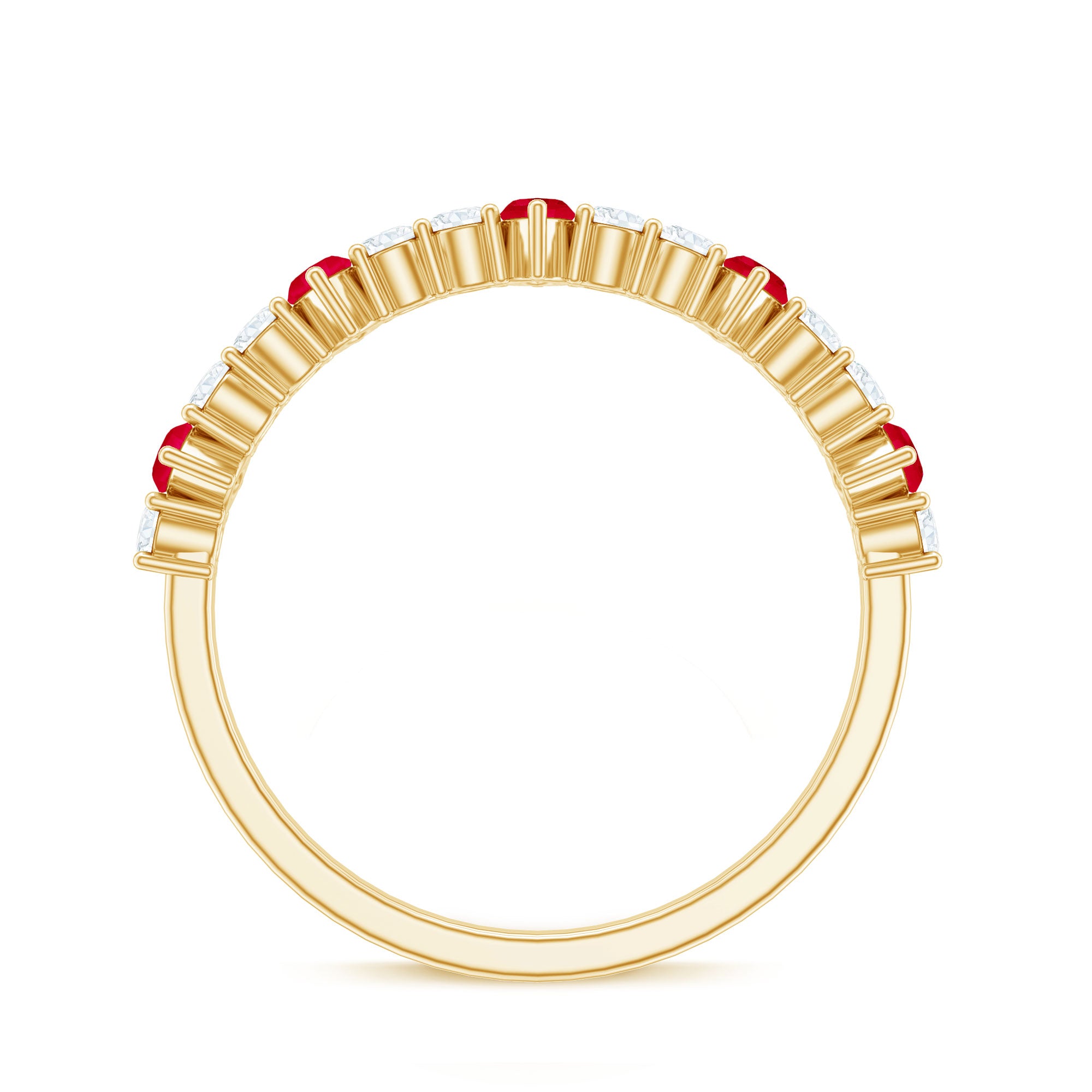 Rosec Jewels-Natural Marquise Ruby Diamond Half Eternity Ring