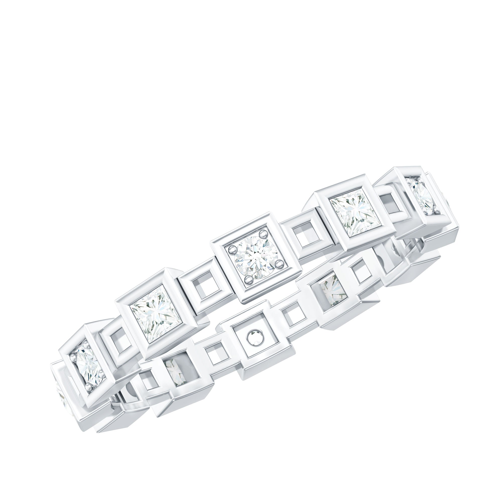 Princess Cut Moissanite Contemporary Wedding Band Ring