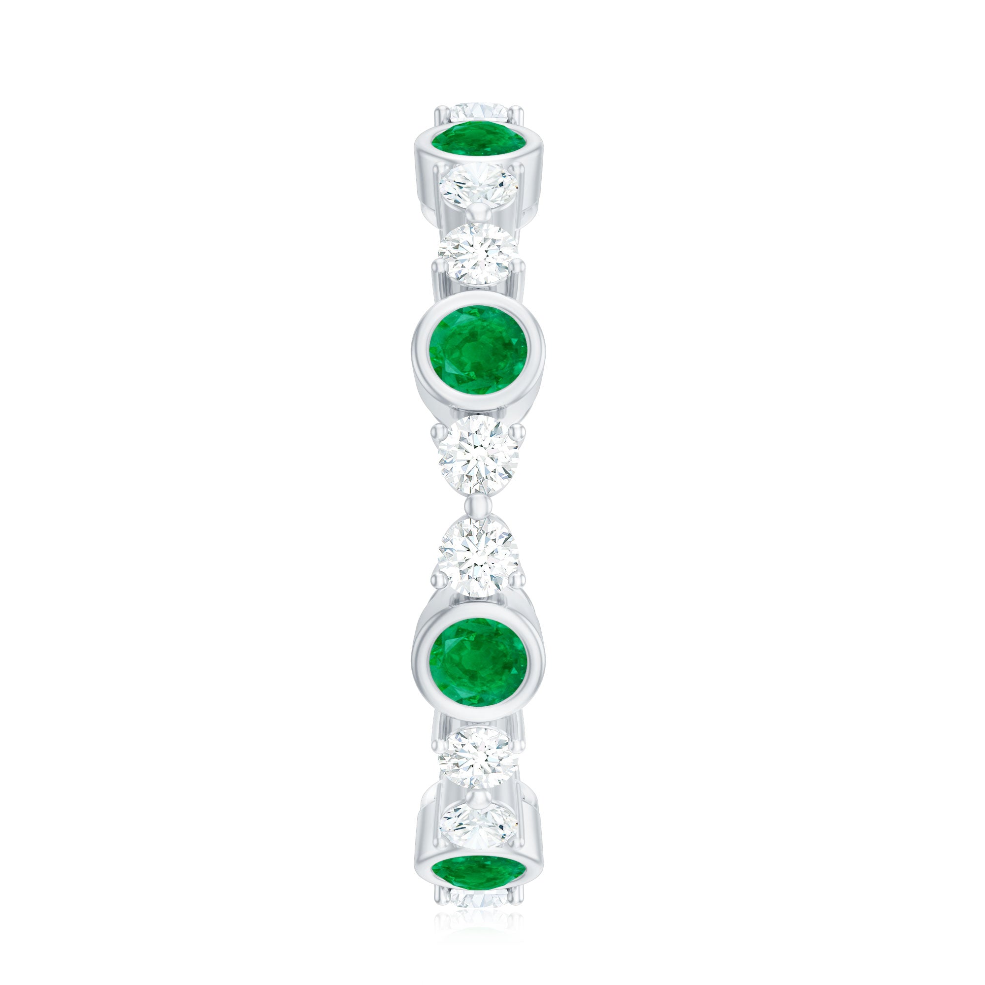 Natural Emerald Diamond Eternity Ring with Certificate AAA - Rosec Jewels