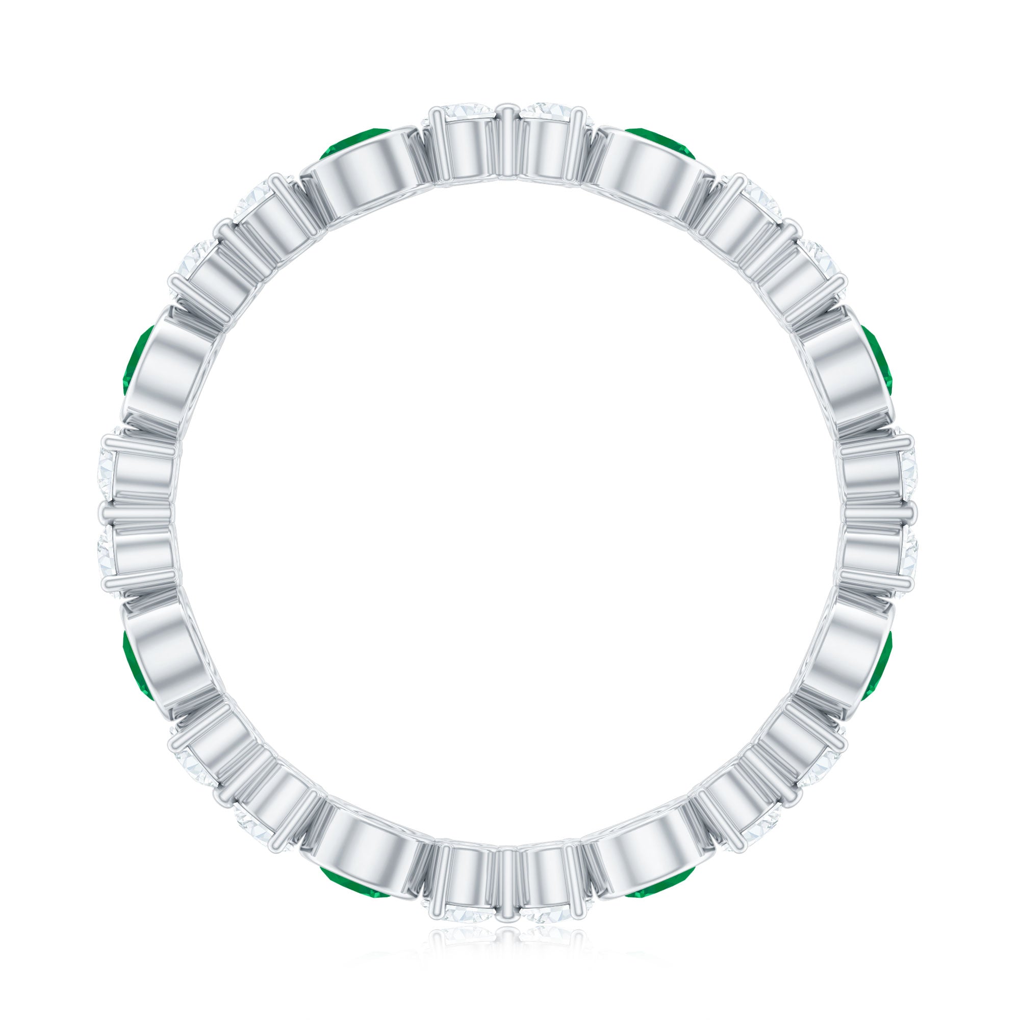 Natural Emerald Diamond Eternity Ring with Certificate AAA - Rosec Jewels