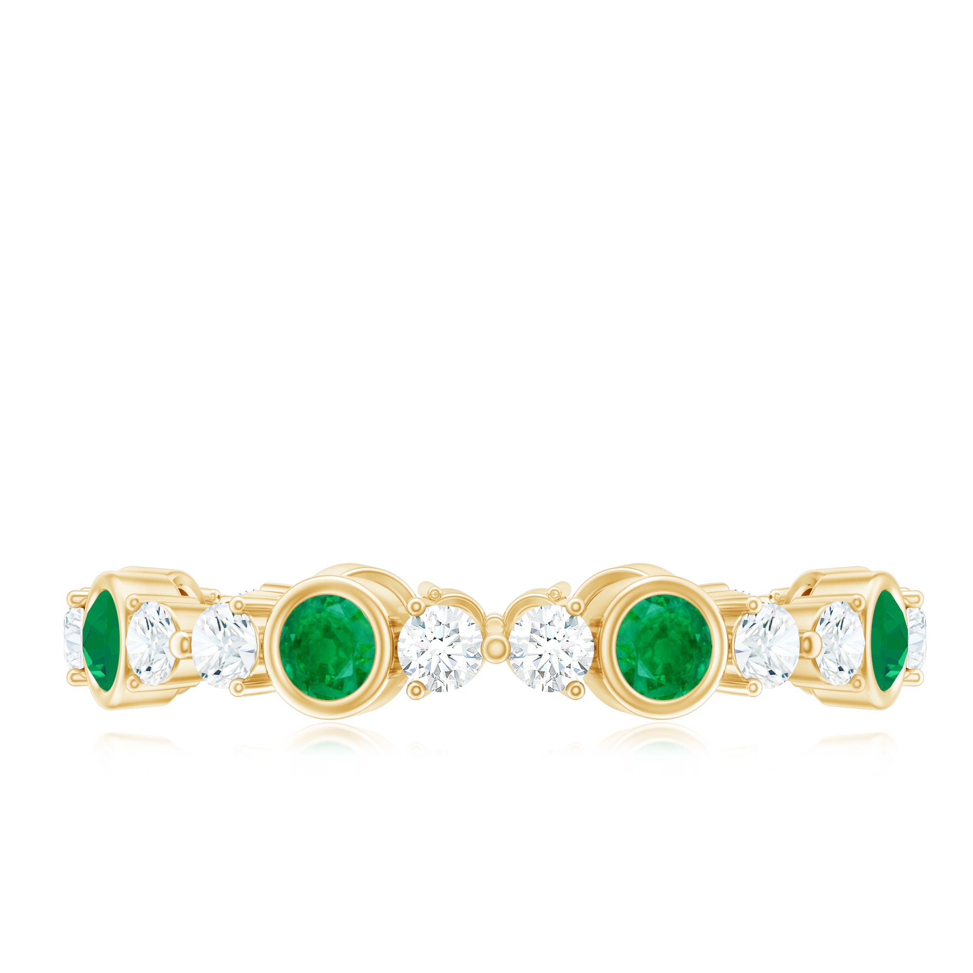 Natural Emerald Diamond Eternity Ring with Certificate AAA - Rosec Jewels