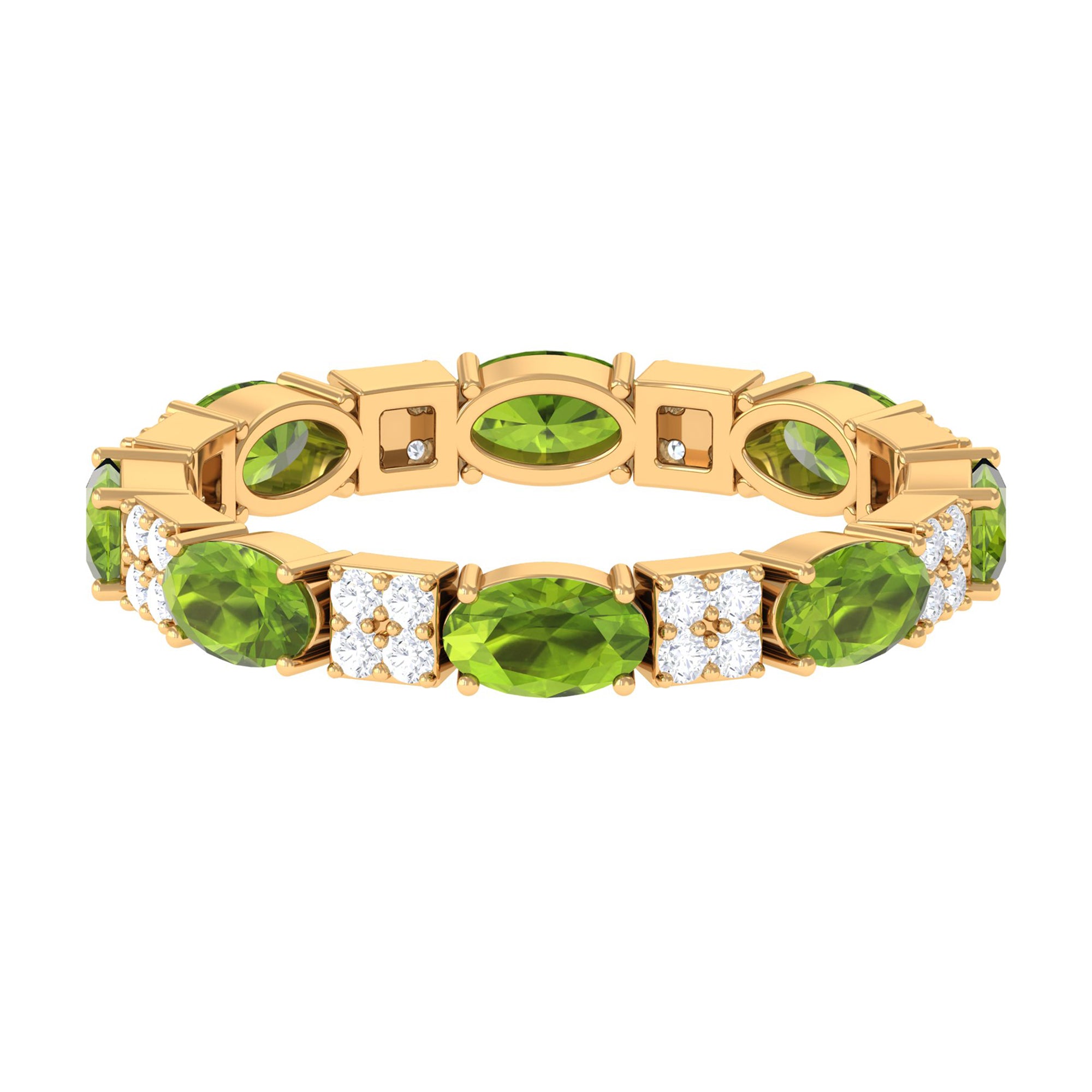 Oval Cut Peridot and Diamond Eternity Ring AAA - Rosec Jewels