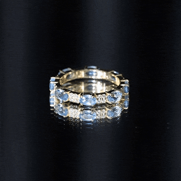 Rosec Jewels-Real Aquamarine and Diamond Full Eternity Ring