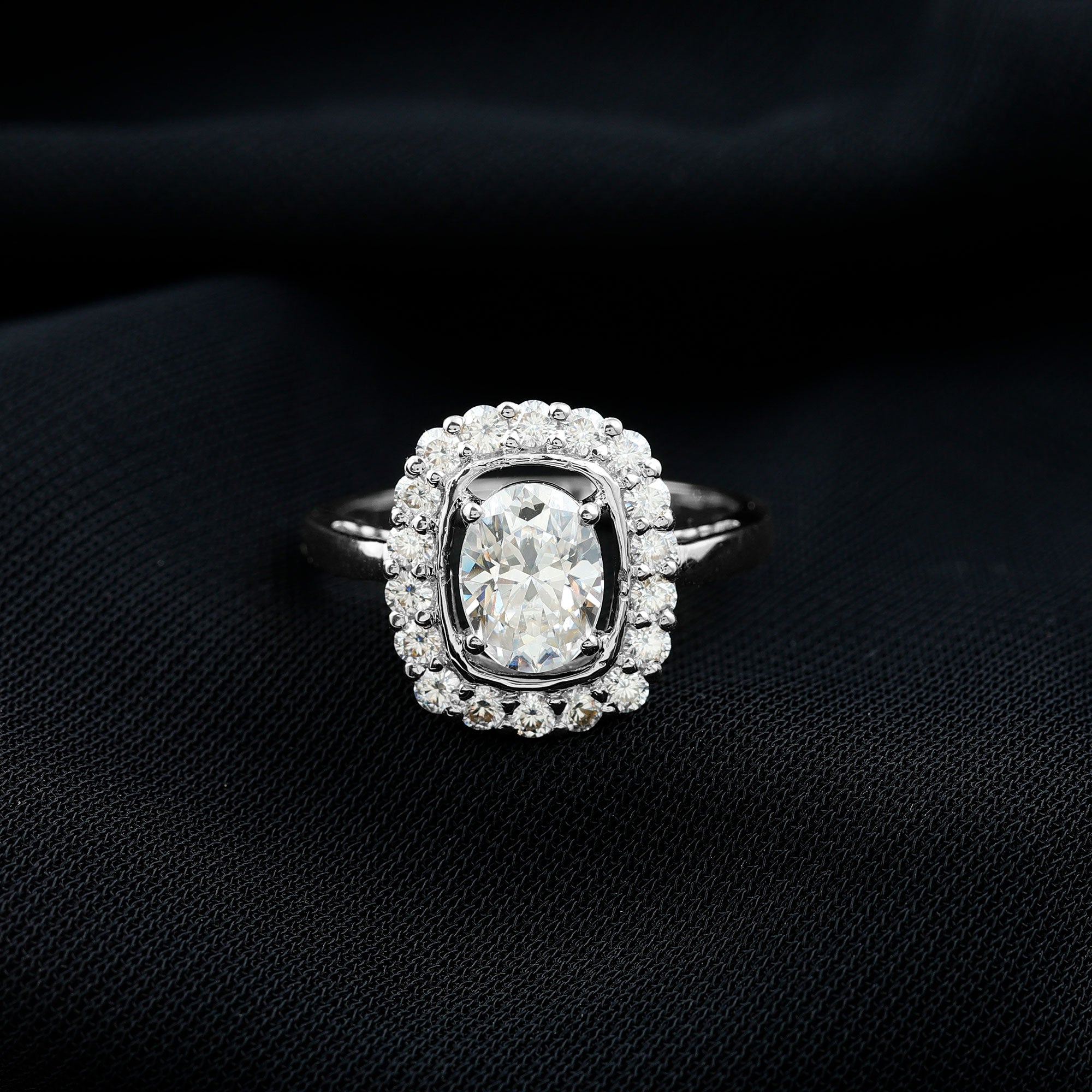 Oval Cubic Zirconia Halo Statement Engagement Ring AAAA - Rosec Jewels
