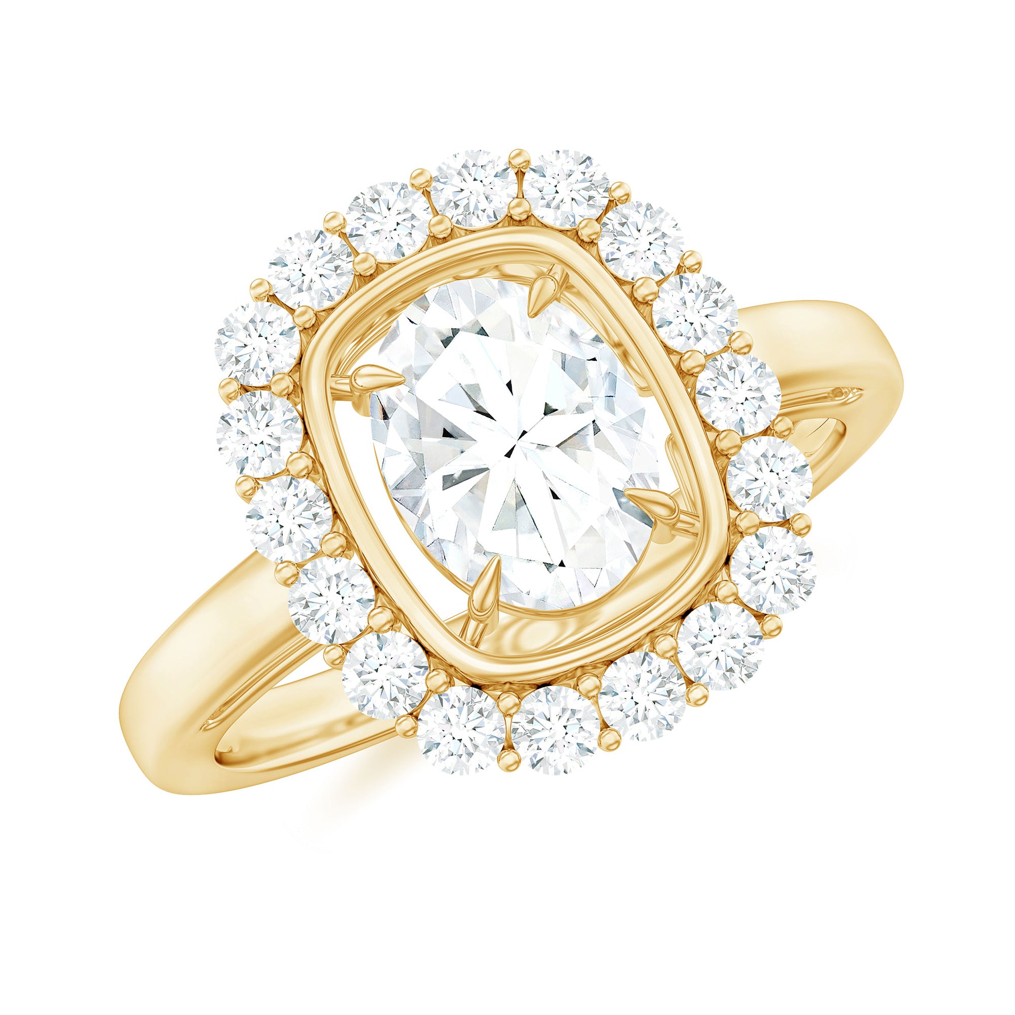 Oval Cubic Zirconia Halo Statement Engagement Ring AAAA - Rosec Jewels
