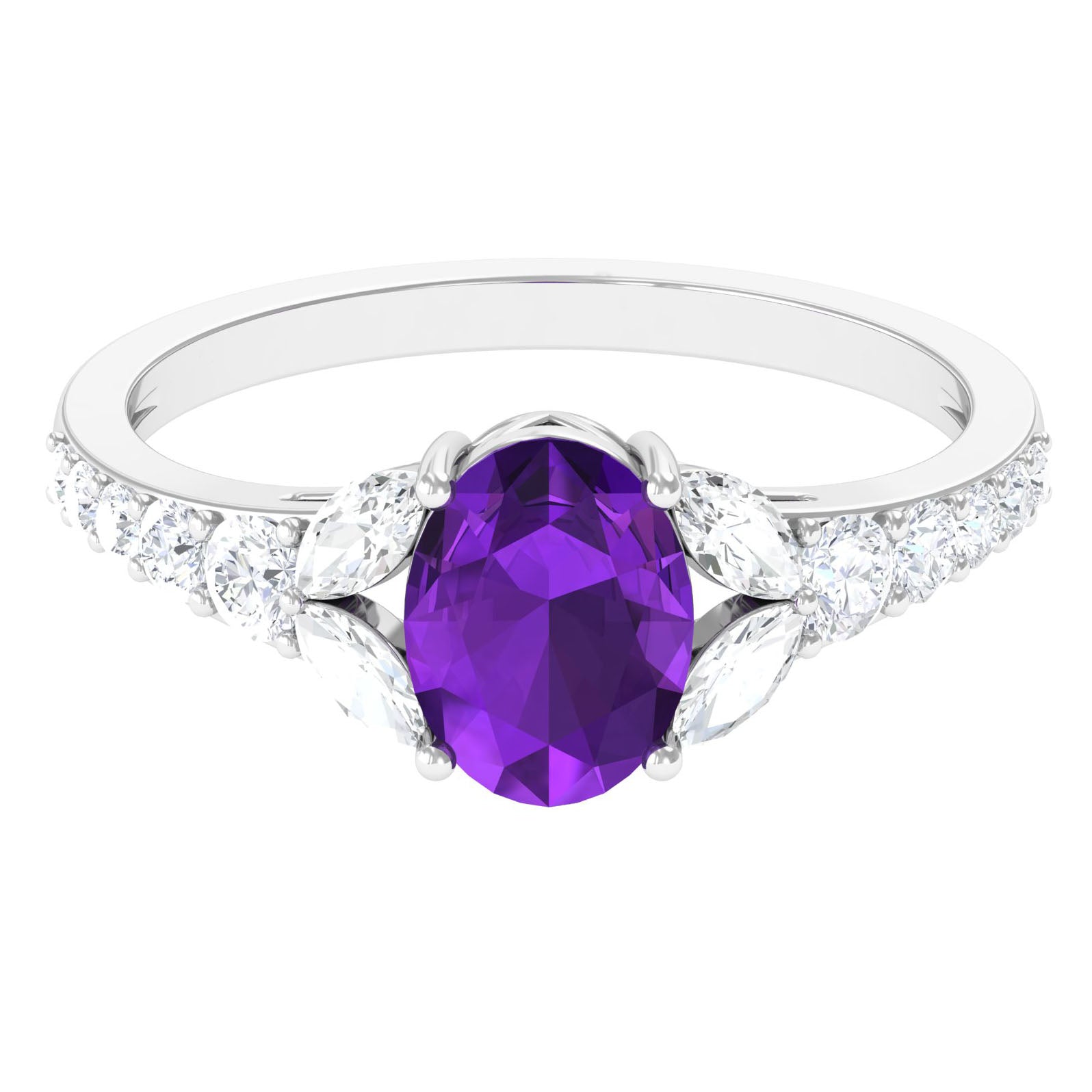 Statement Amethyst Engagement Ring with Moissanite