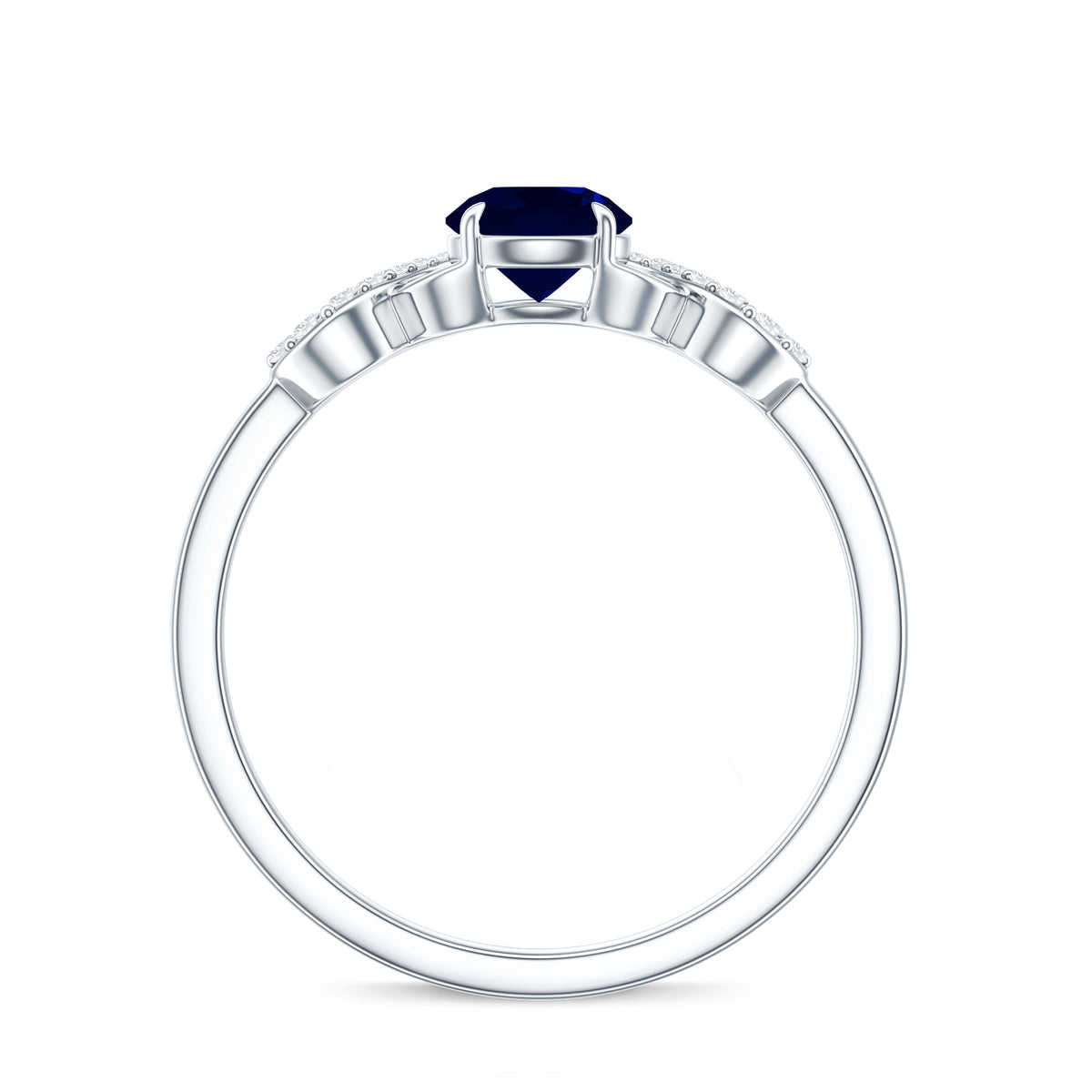 Real 0.9 Carat Blue Sapphire Infinity Promise Ring with Diamond AAA - Rosec Jewels
