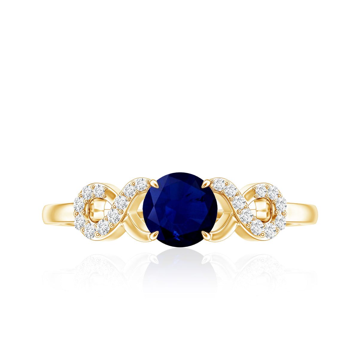 Real 0.9 Carat Blue Sapphire Infinity Promise Ring with Diamond AAA - Rosec Jewels