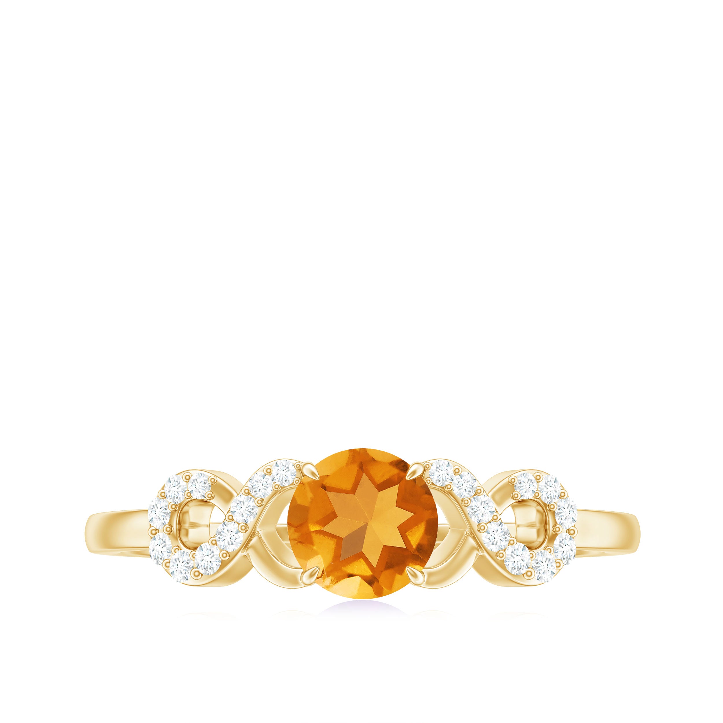 Certified Natural Citrine Infinity Promise Ring with Diamonds AAA - Rosec Jewels