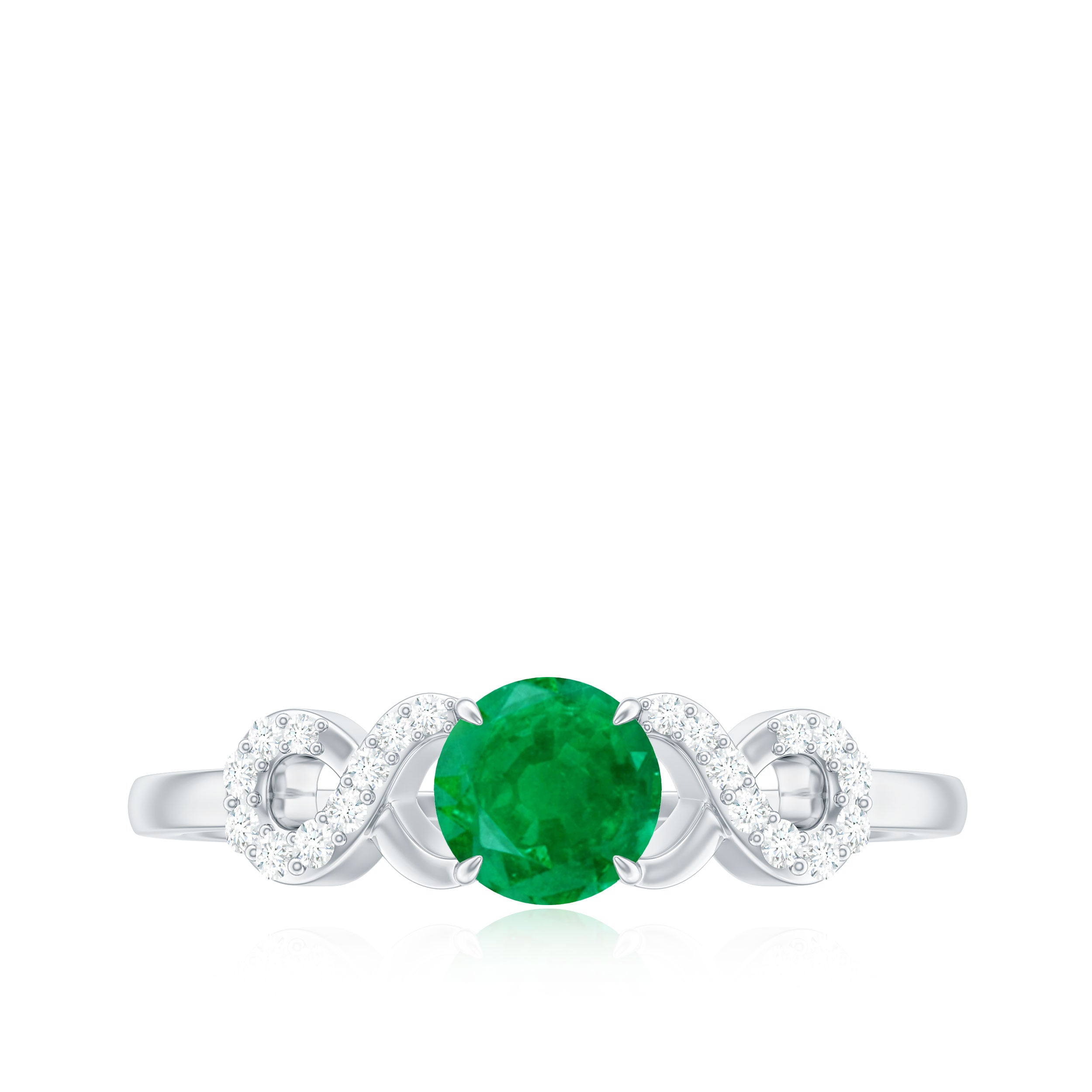 Rosec Jewels-Real Emerald Diamond Promise Engagement Ring with Criss Cross Shank