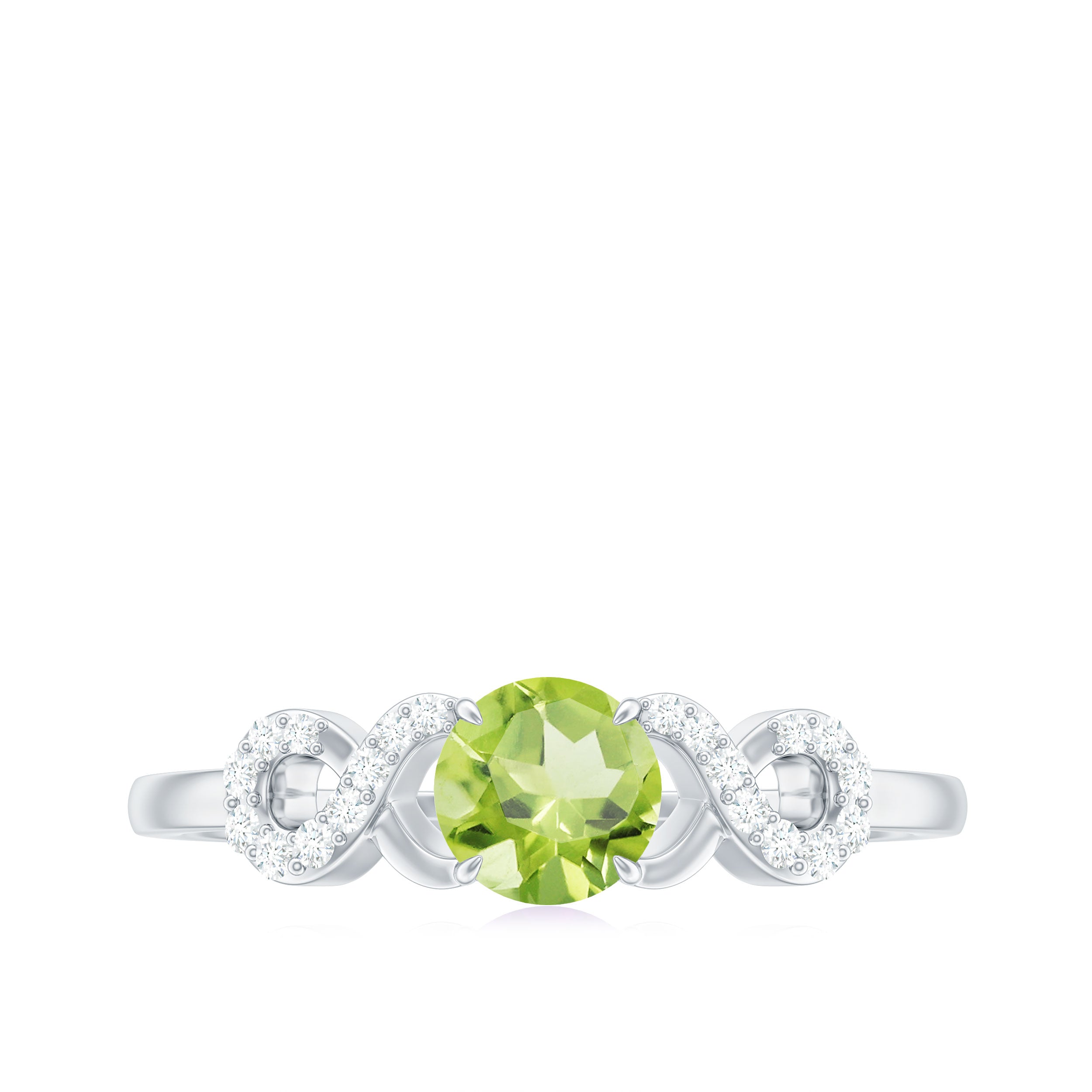 Rosec Jewels-Half Carat Peridot Promise Ring with Diamond Infinity Knot