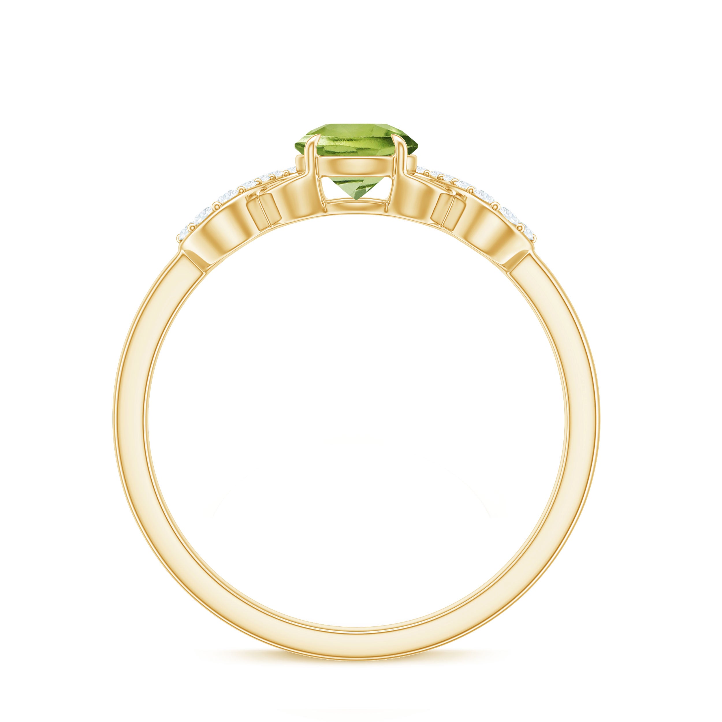 Rosec Jewels-Half Carat Peridot Promise Ring with Diamond Infinity Knot