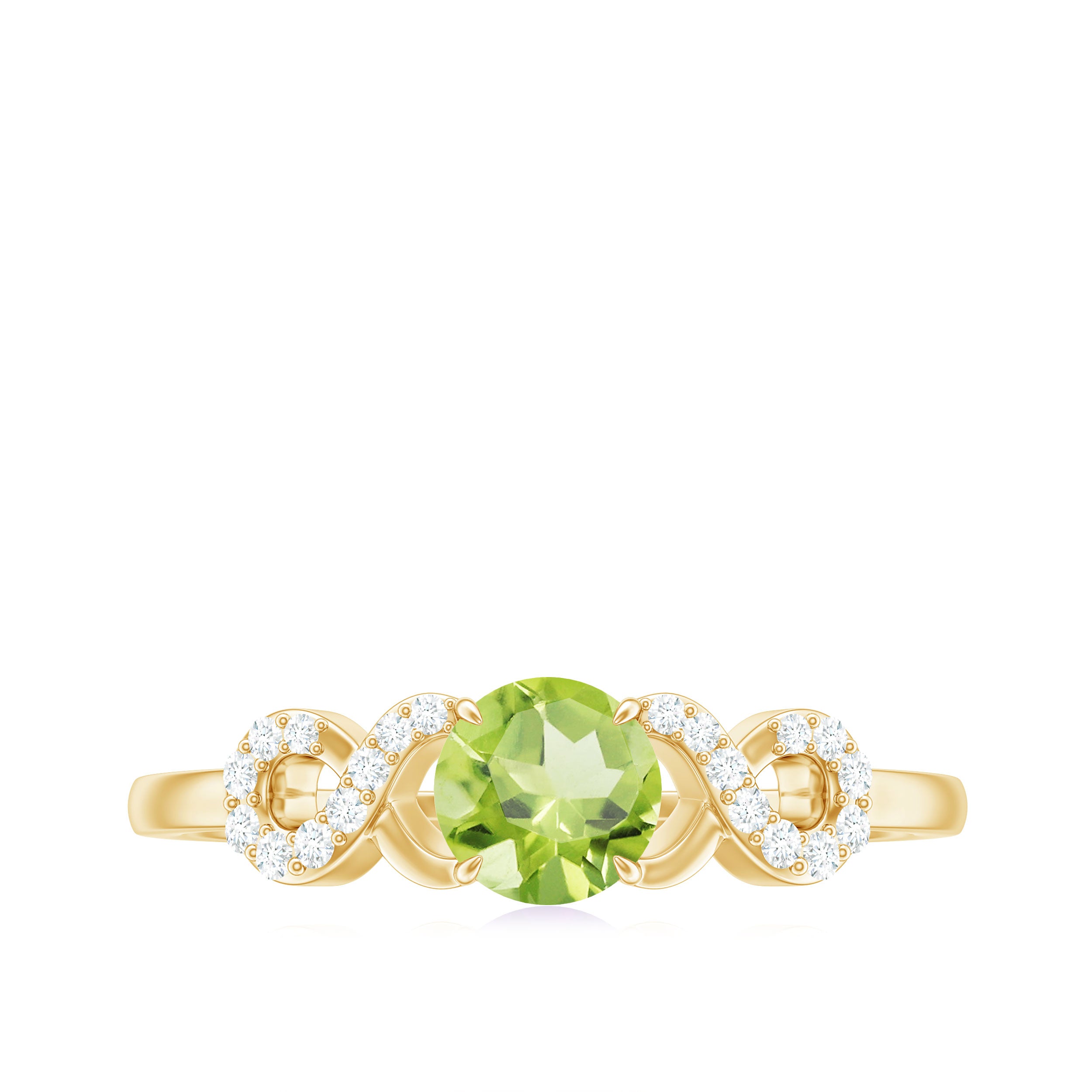 Rosec Jewels-Half Carat Peridot Promise Ring with Diamond Infinity Knot