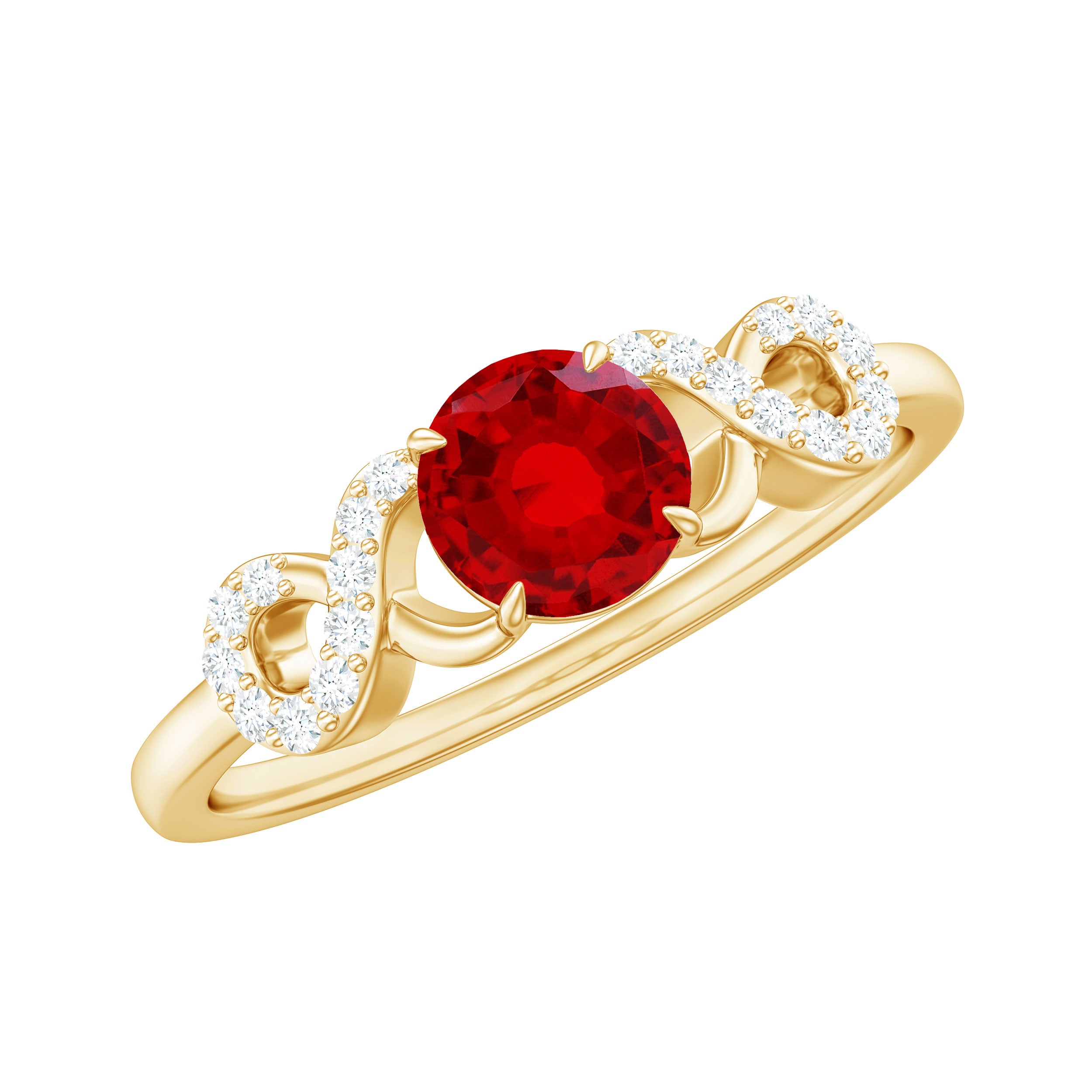 Certified 0.6 Carat Lab Grown Ruby Promise Ring with Diamond Infinity Knot AAAA - Rosec Jewels