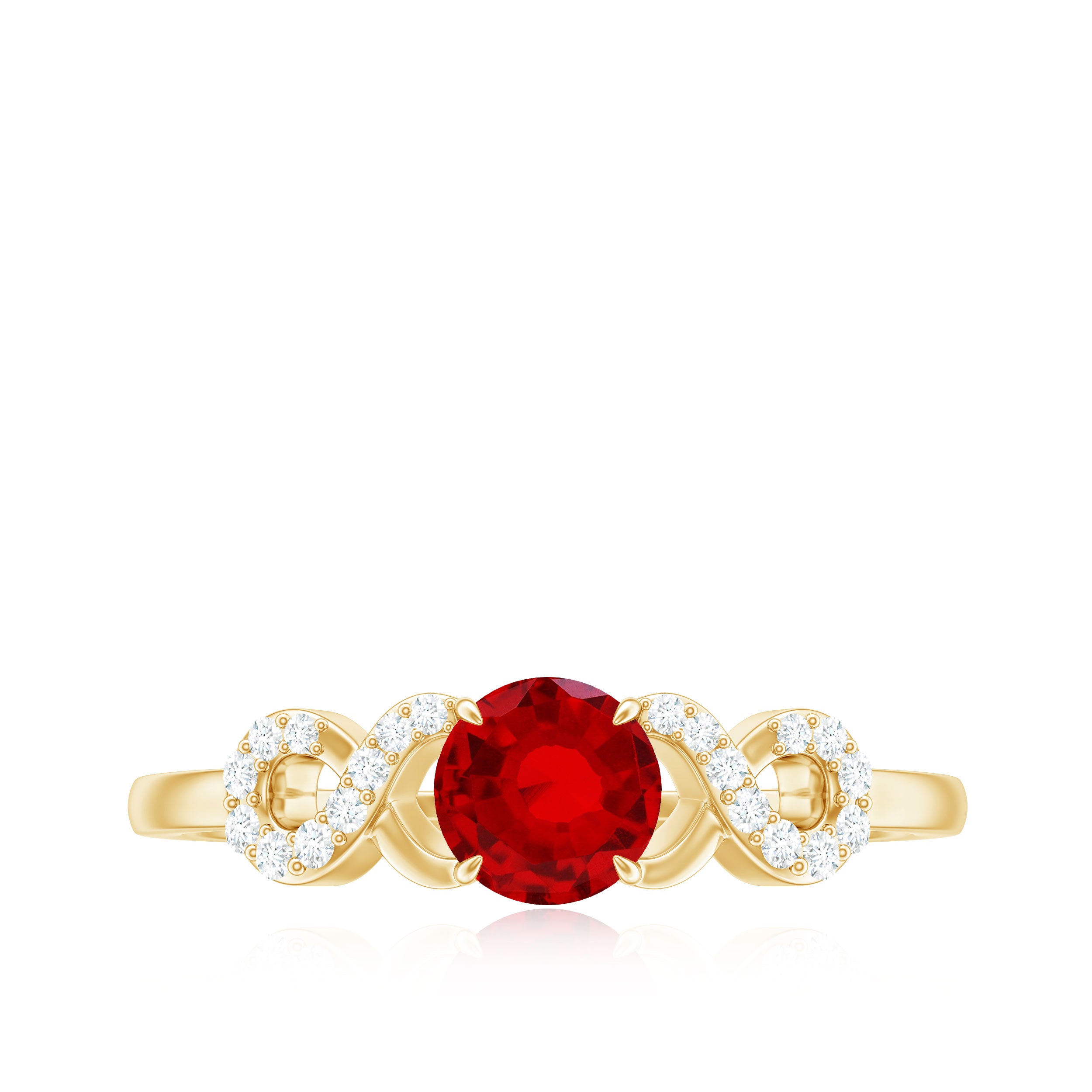 Certified 0.6 Carat Lab Grown Ruby Promise Ring with Diamond Infinity Knot AAAA - Rosec Jewels