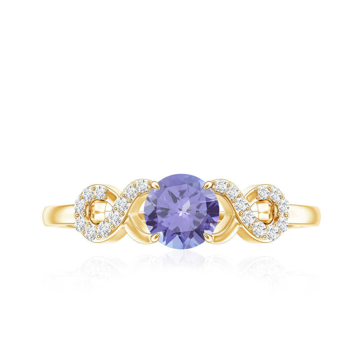 Natural Tanzanite Promise Ring with Diamond Infinity Knot AAA - Rosec Jewels