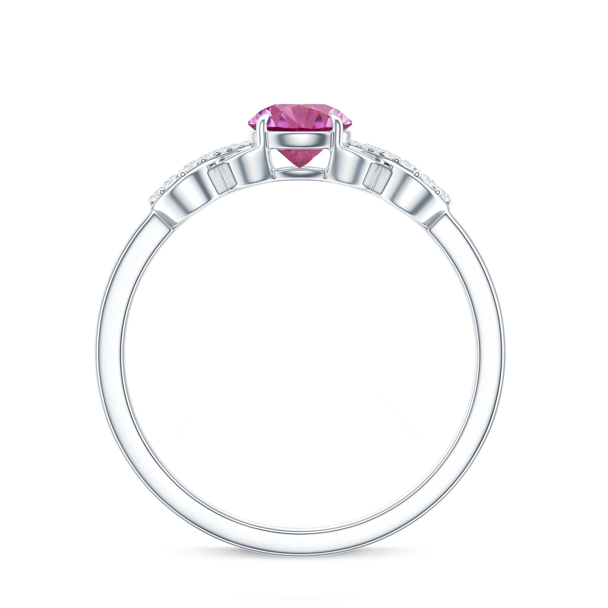 Solitaire Pink Tourmaline Infinity Promise Ring with Diamond AAA - Rosec Jewels