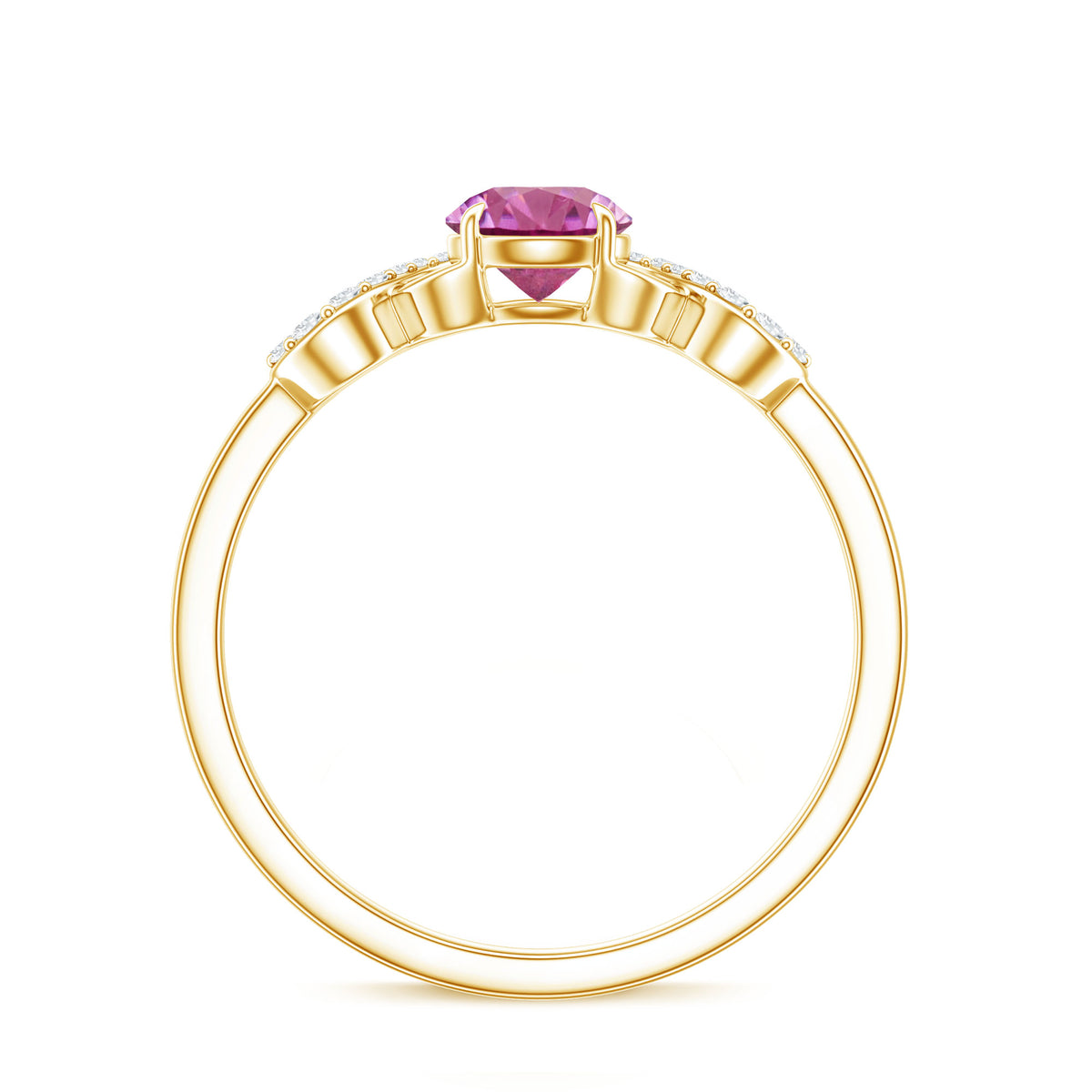 Solitaire Pink Tourmaline Infinity Promise Ring with Diamond AAA - Rosec Jewels