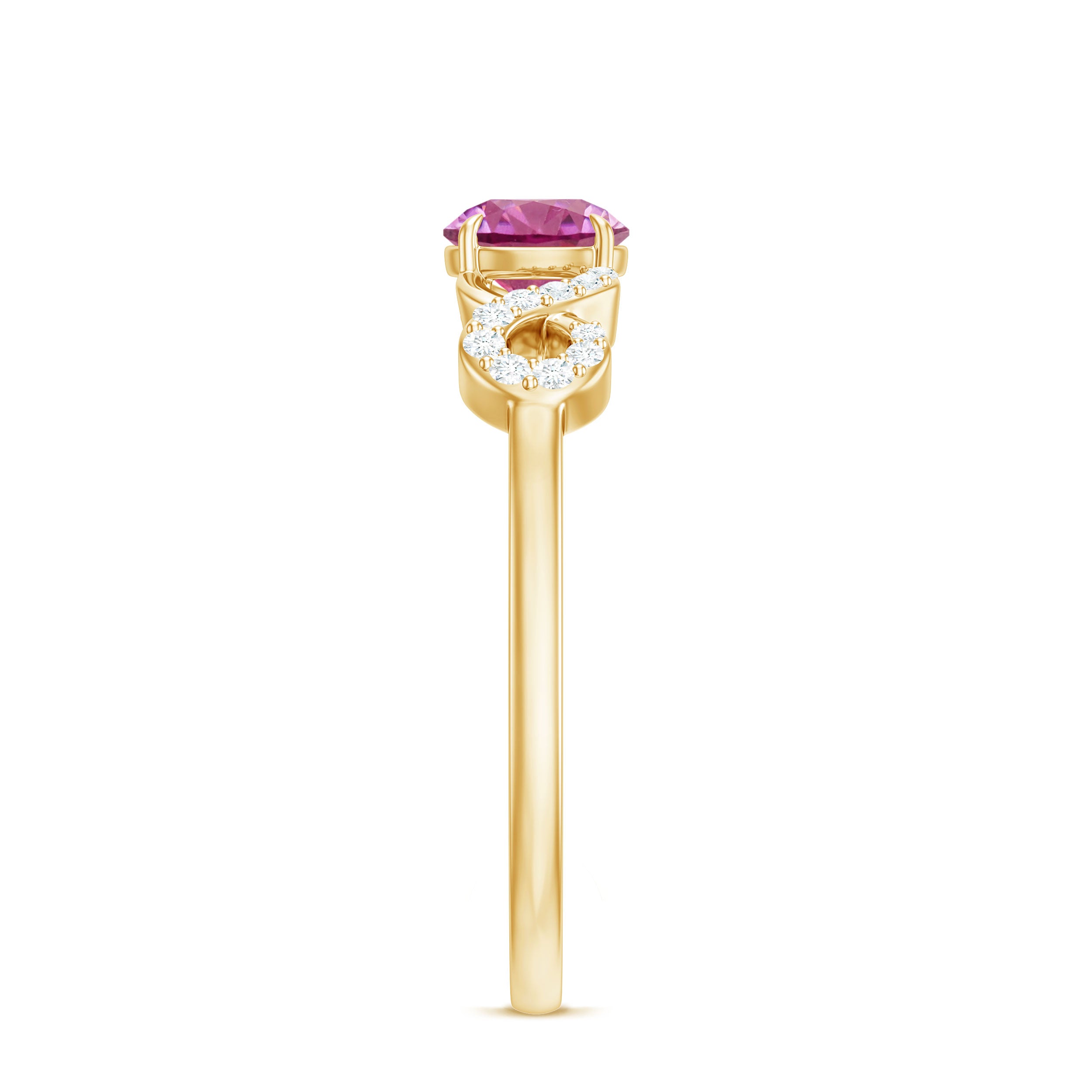 Rosec Jewels-Solitaire Pink Tourmaline Infinity Promise Ring with Diamond