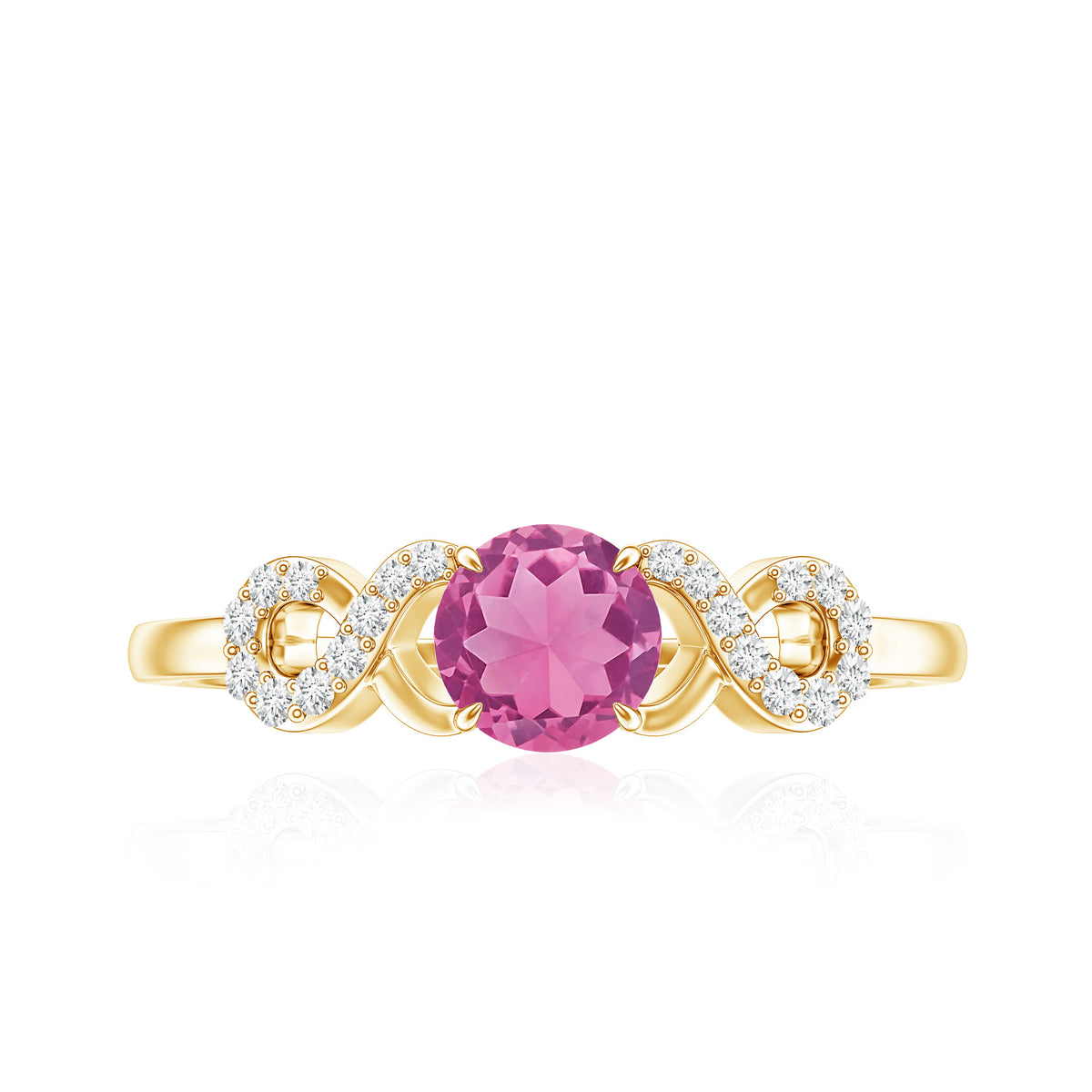 Solitaire Pink Tourmaline Infinity Promise Ring with Diamond AAA - Rosec Jewels