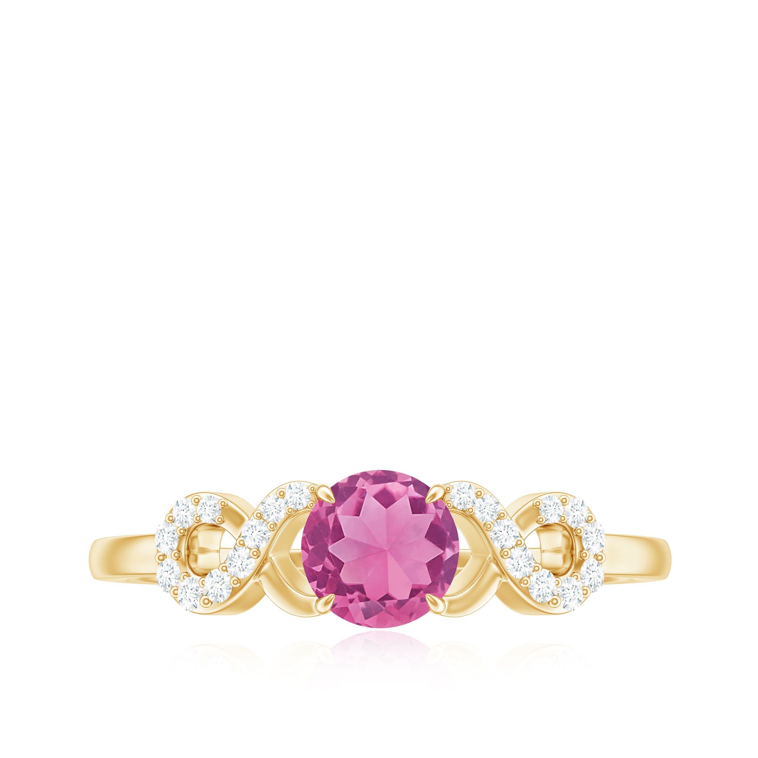 Rosec Jewels-Solitaire Pink Tourmaline Infinity Promise Ring with Diamond