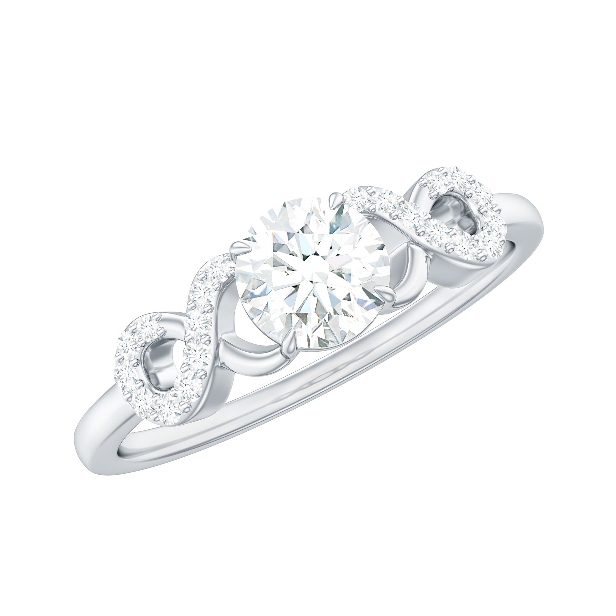 Certified Round Moissanite Infinity Promise Ring for Her