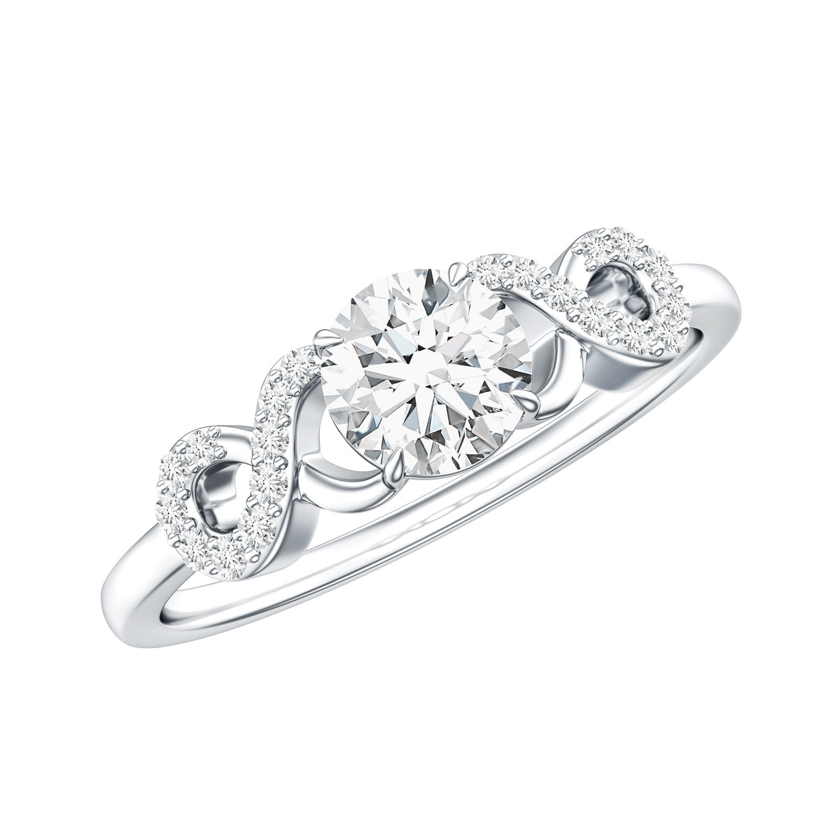 Certified Round Moissanite Infinity Promise Ring for Her D-VS1 - Rosec Jewels
