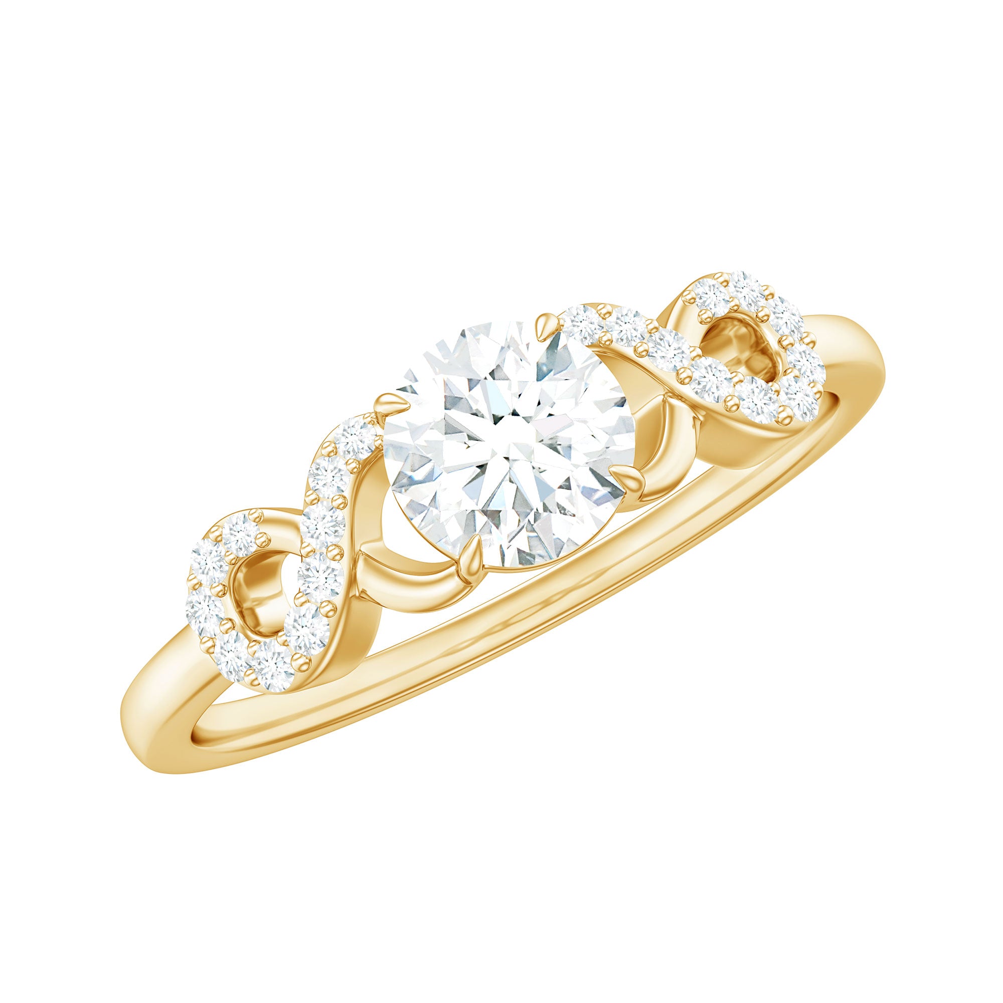 Certified Round Moissanite Infinity Promise Ring for Her D-VS1 - Rosec Jewels