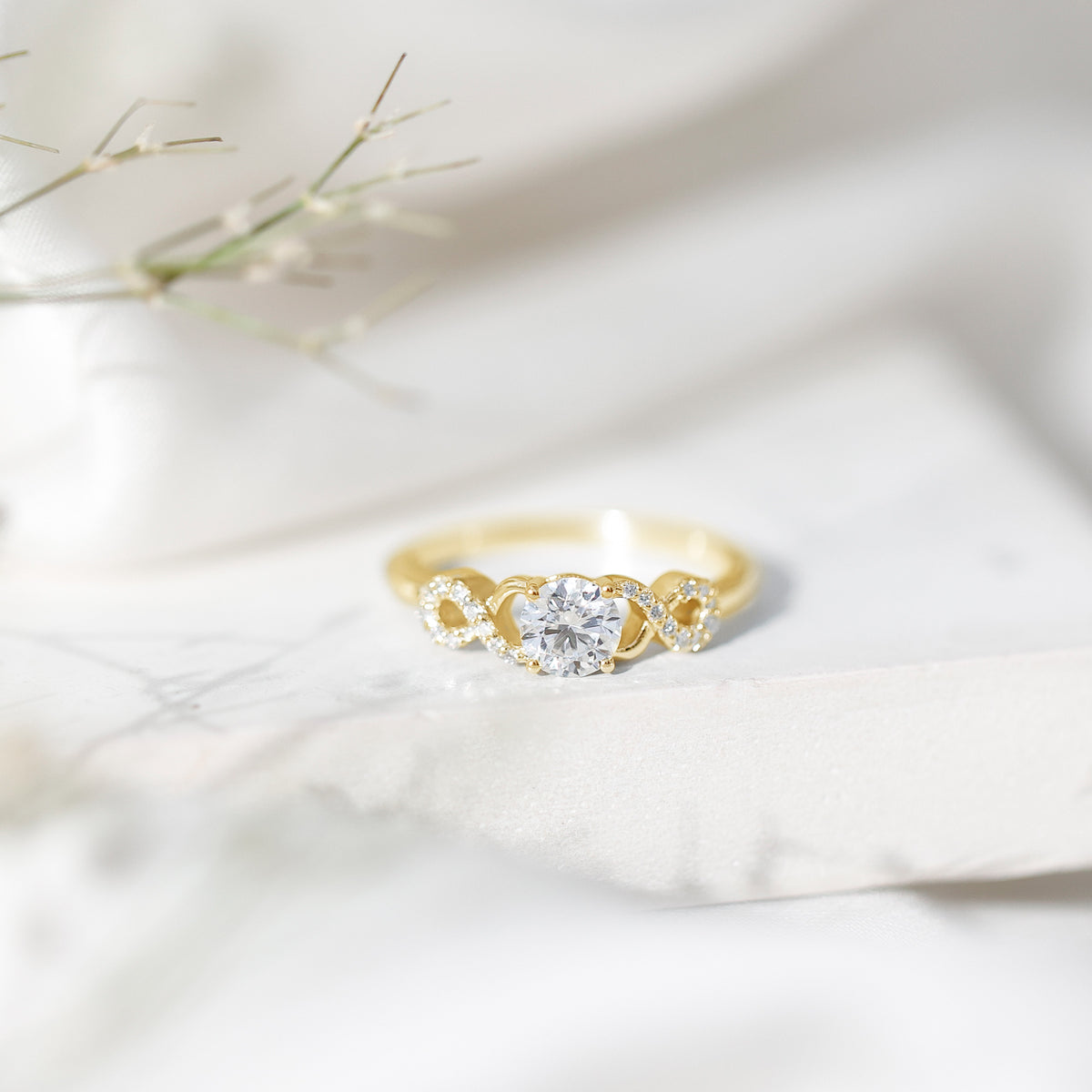 Certified Round Moissanite Infinity Promise Ring for Her D-VS1 - Rosec Jewels