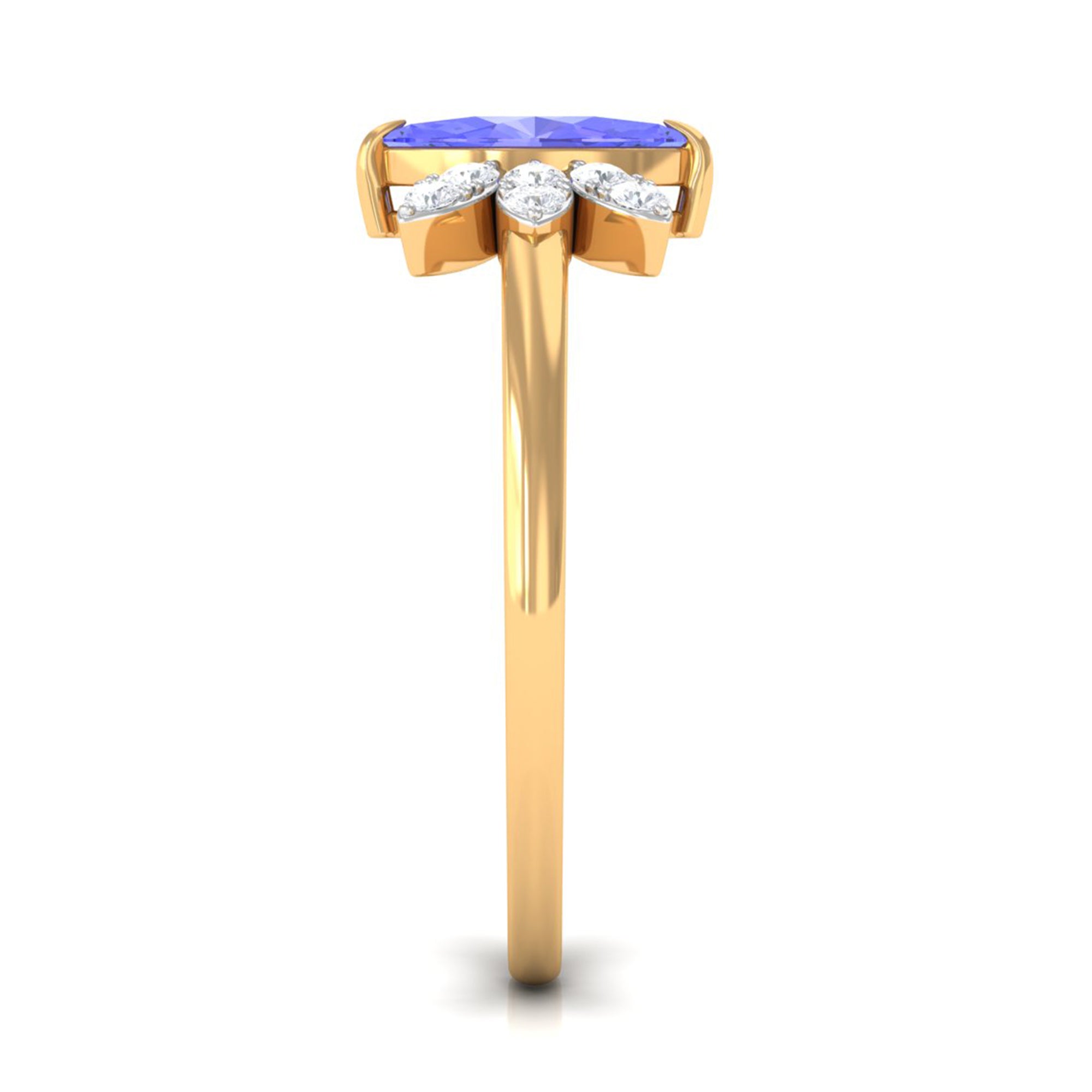 1 CT Marquise Cut Tanzanite and Diamond Promise Ring AAA - Rosec Jewels