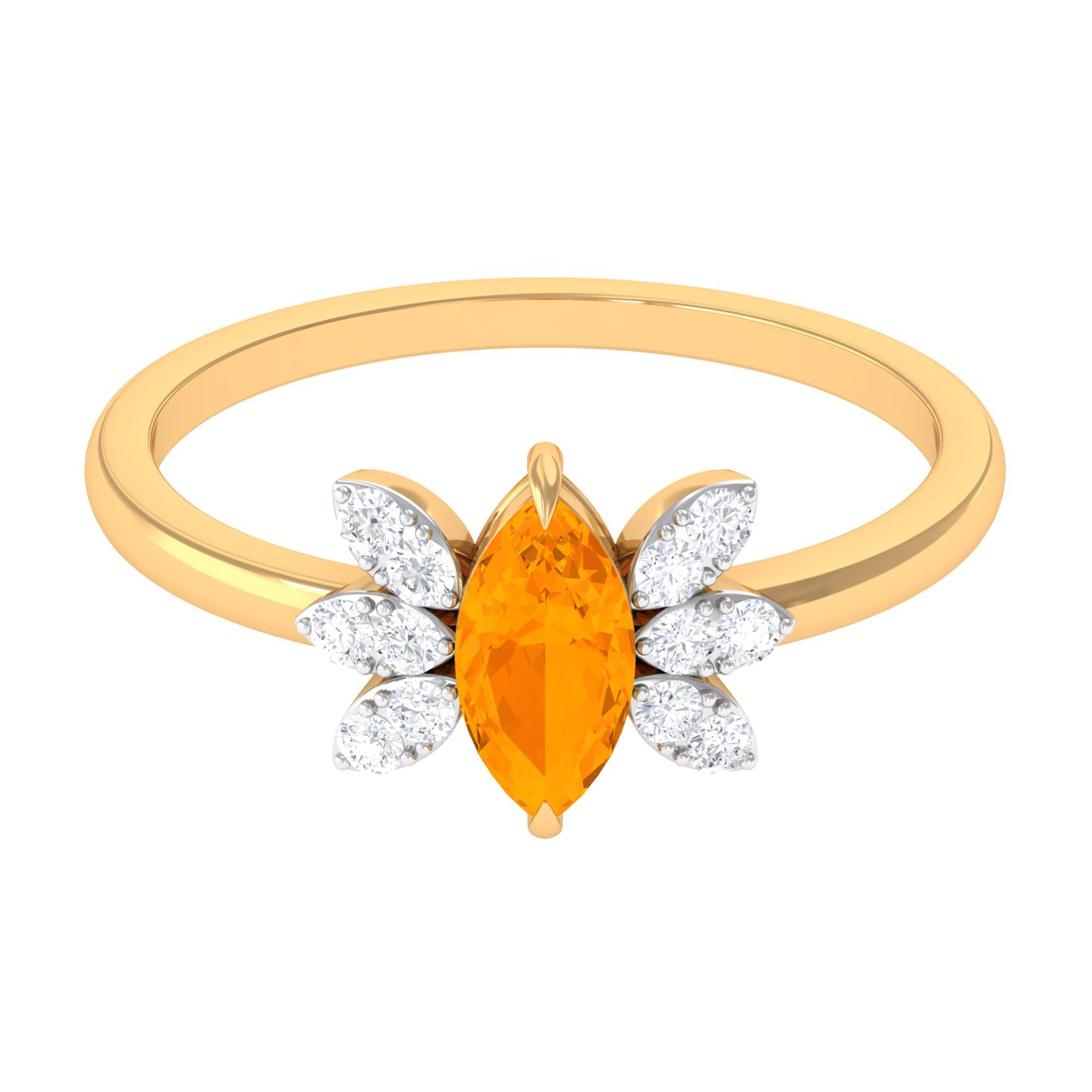 3/4 Ct Marquise Fire Opal and Diamond Engagement Ring AAA - Rosec Jewels