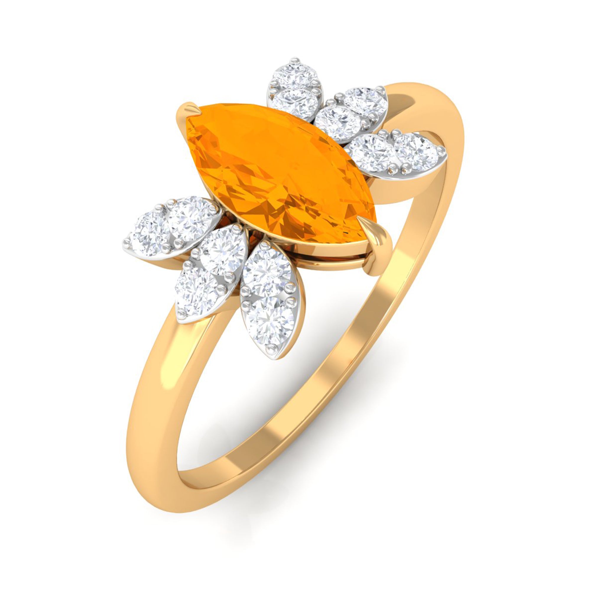 3/4 Ct Marquise Fire Opal and Diamond Engagement Ring AAA - Rosec Jewels