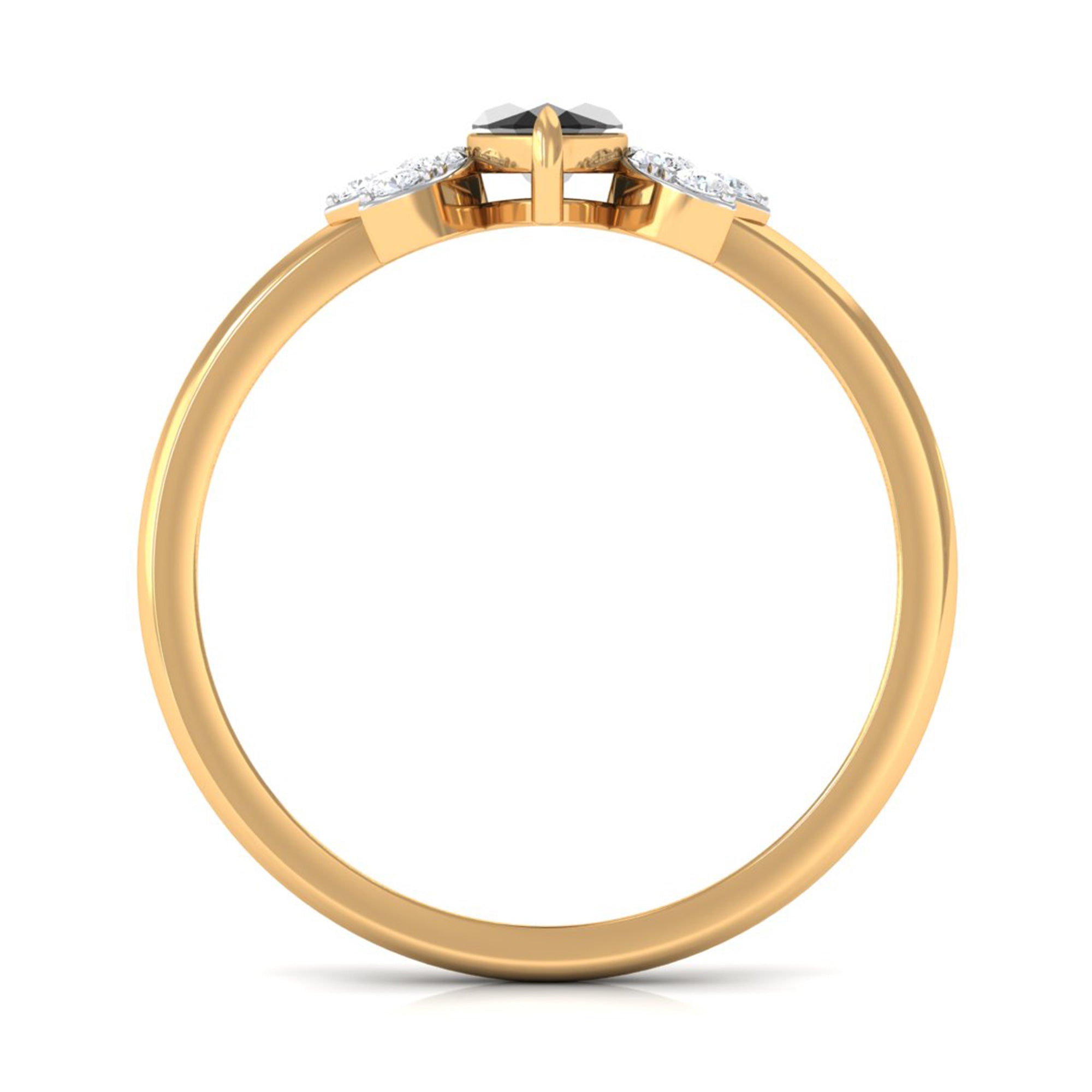 1 CT Claw Set Marquise Black Spinel and Diamond Promise Ring AAA - Rosec Jewels