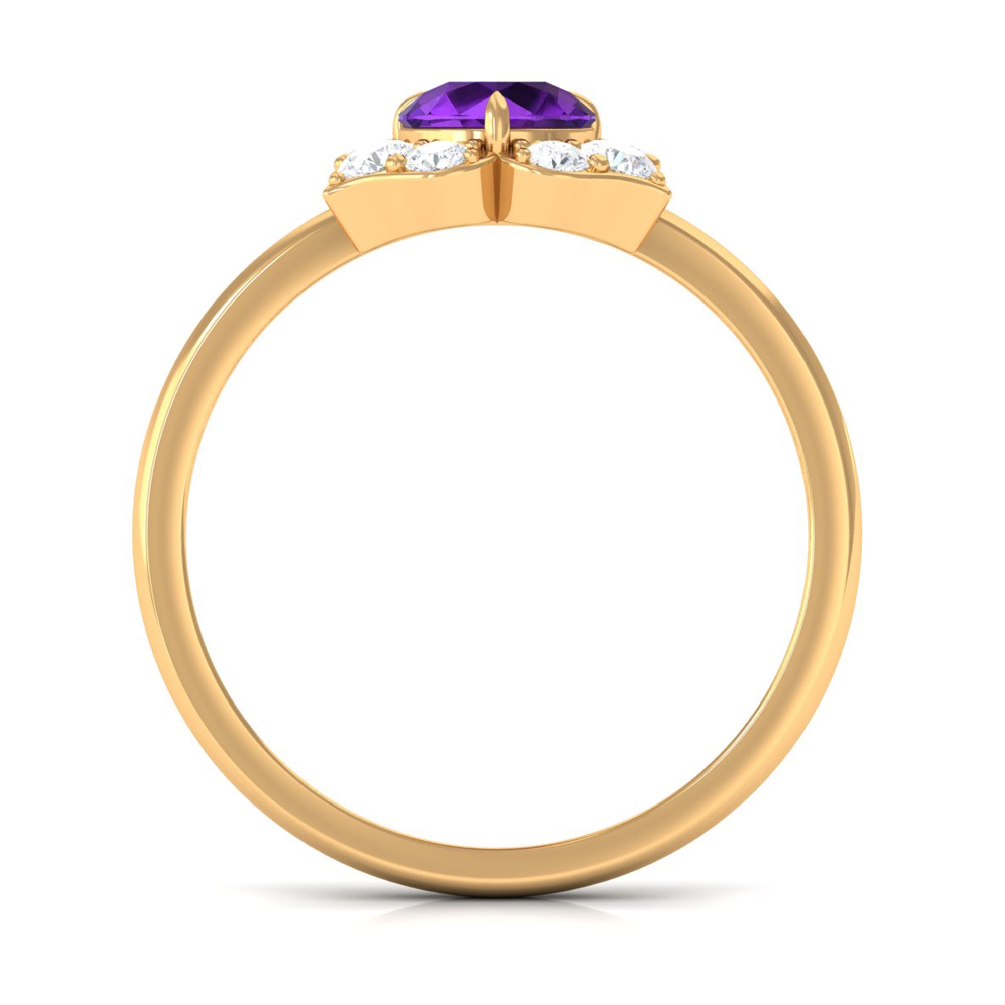 Real Amethyst Flower Engagement Ring with Diamond AAA - Rosec Jewels