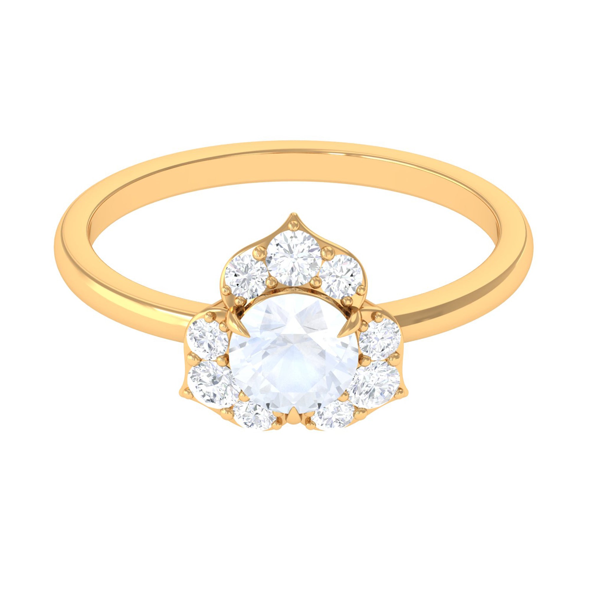 1.25 CT Moonstone and Diamond Floral Engagement Ring AAA - Rosec Jewels