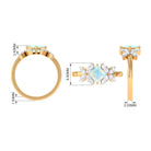 Princess Cut Ethiopian Opal Flower Engagement Ring with Diamond Ethiopian Opal - ( AAA ) - Quality - Rosec Jewels